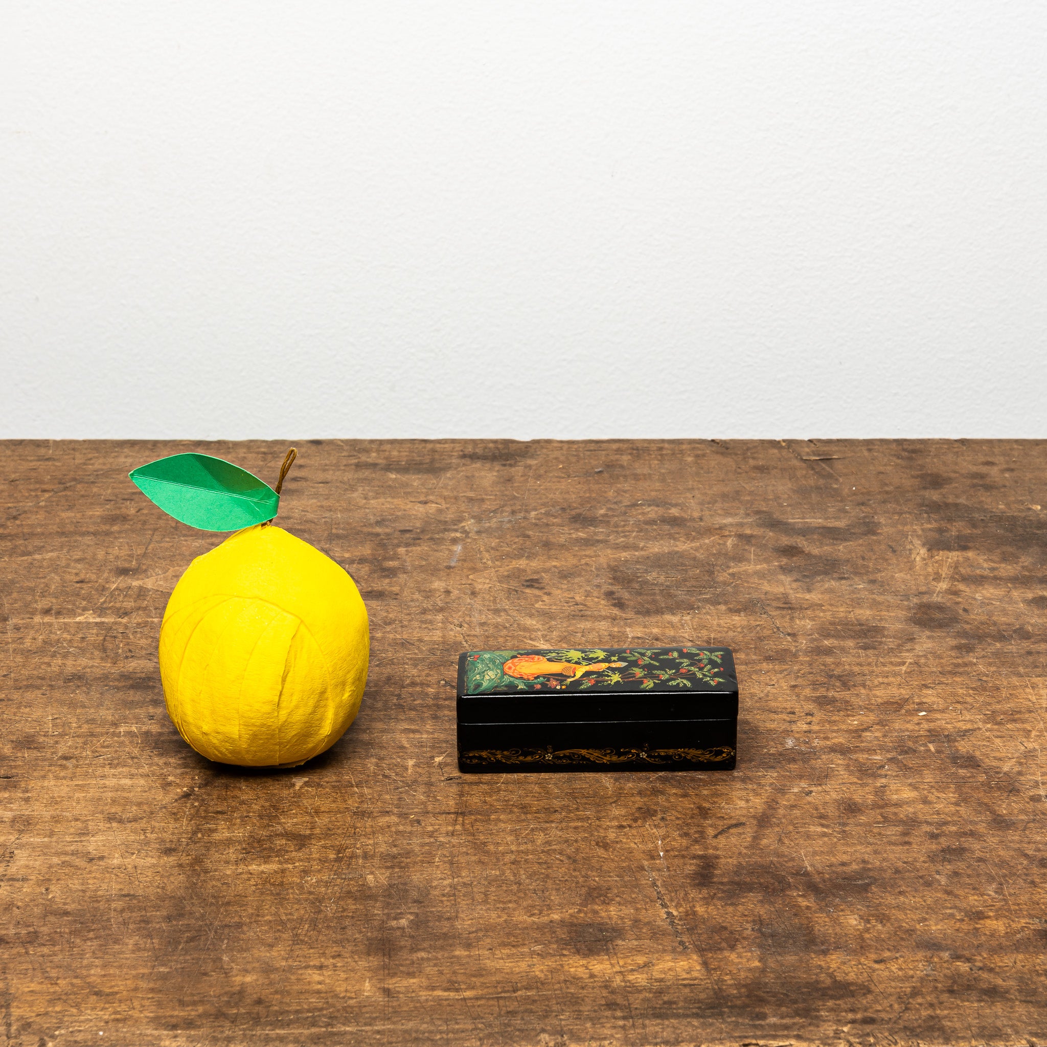 Vintage Russian miniature painted lacquer stamp box