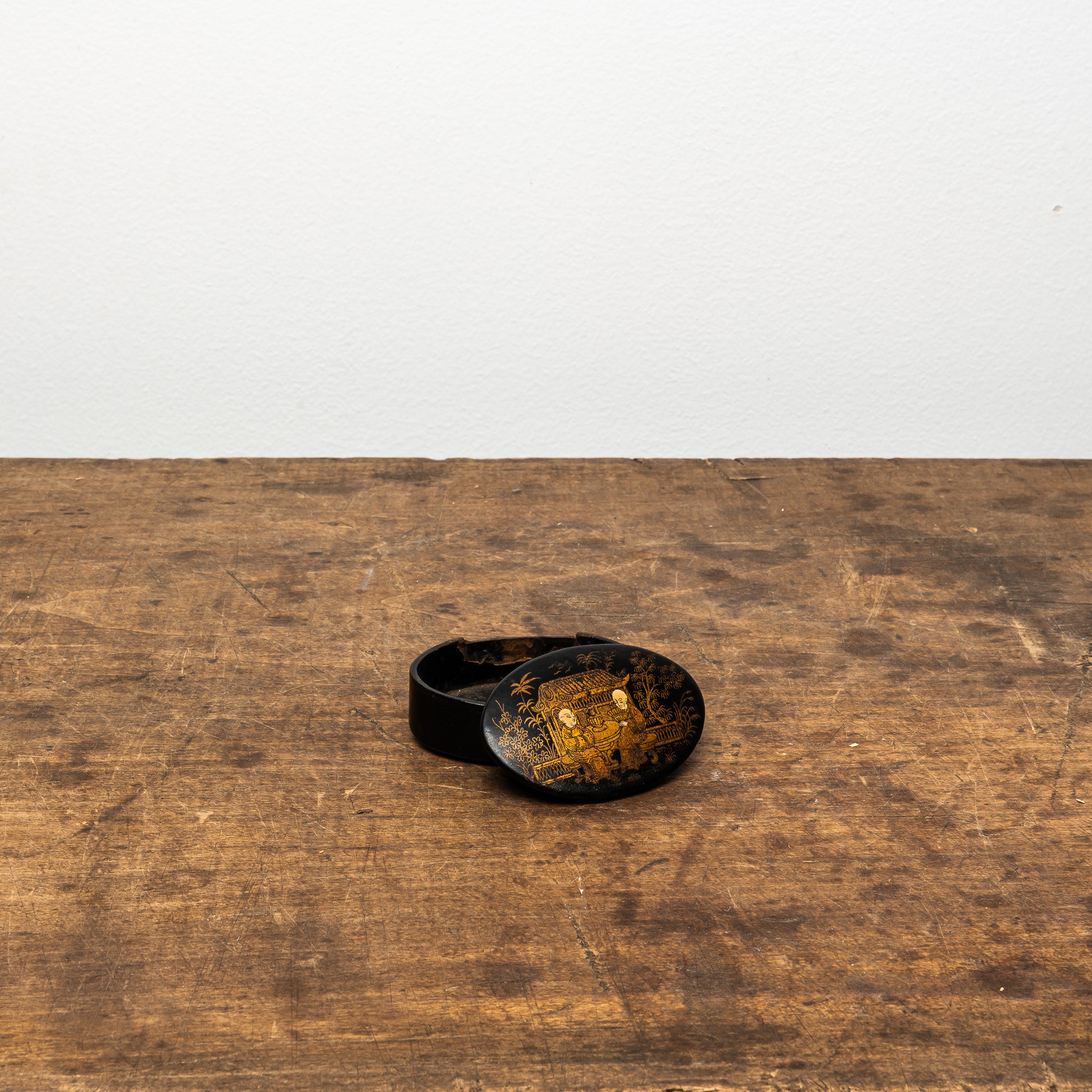 19th Century French Papier-Mâché Snuff Box, Antique French Box