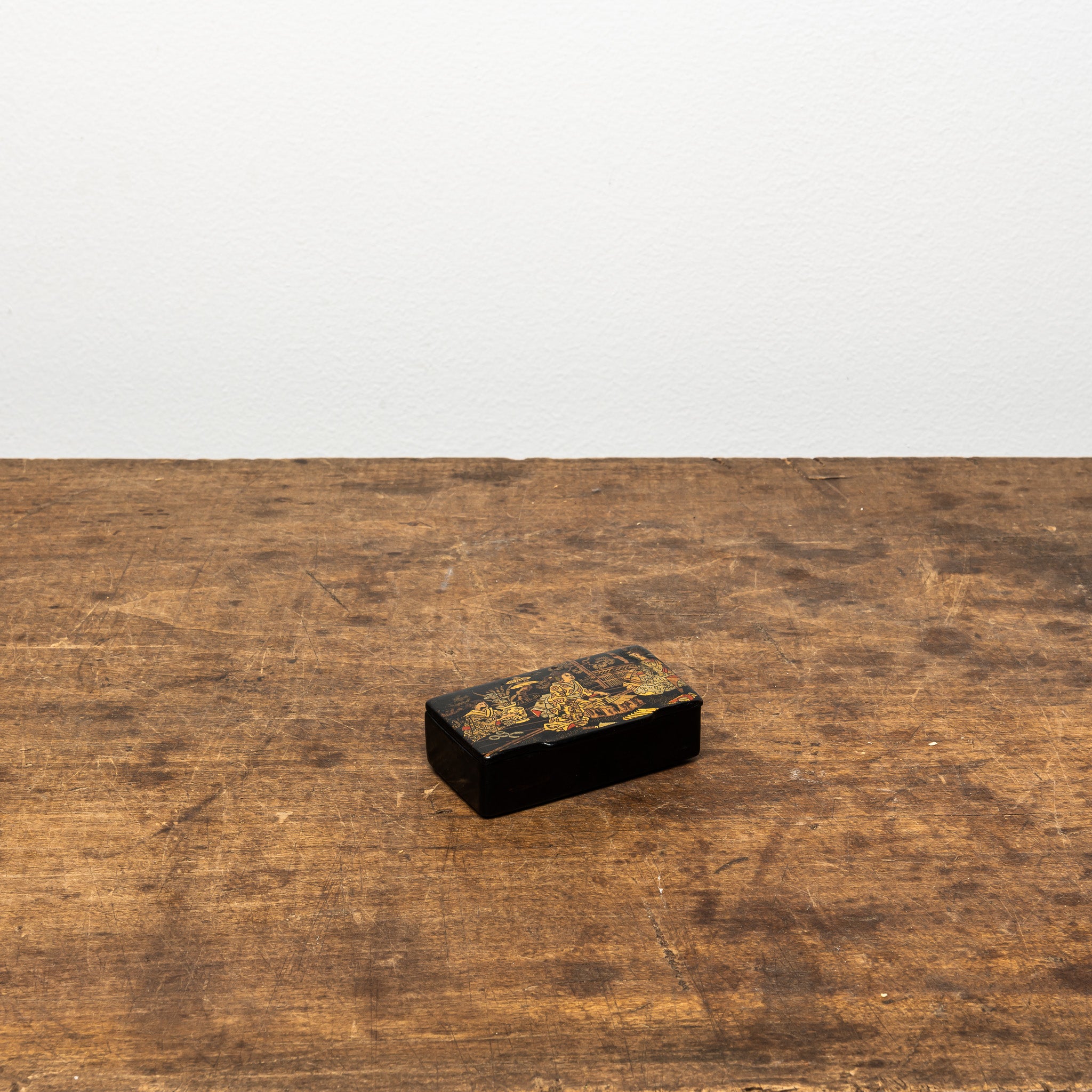 19th Century French Papier-Mâché Snuff Box, Rectangular Antique Box