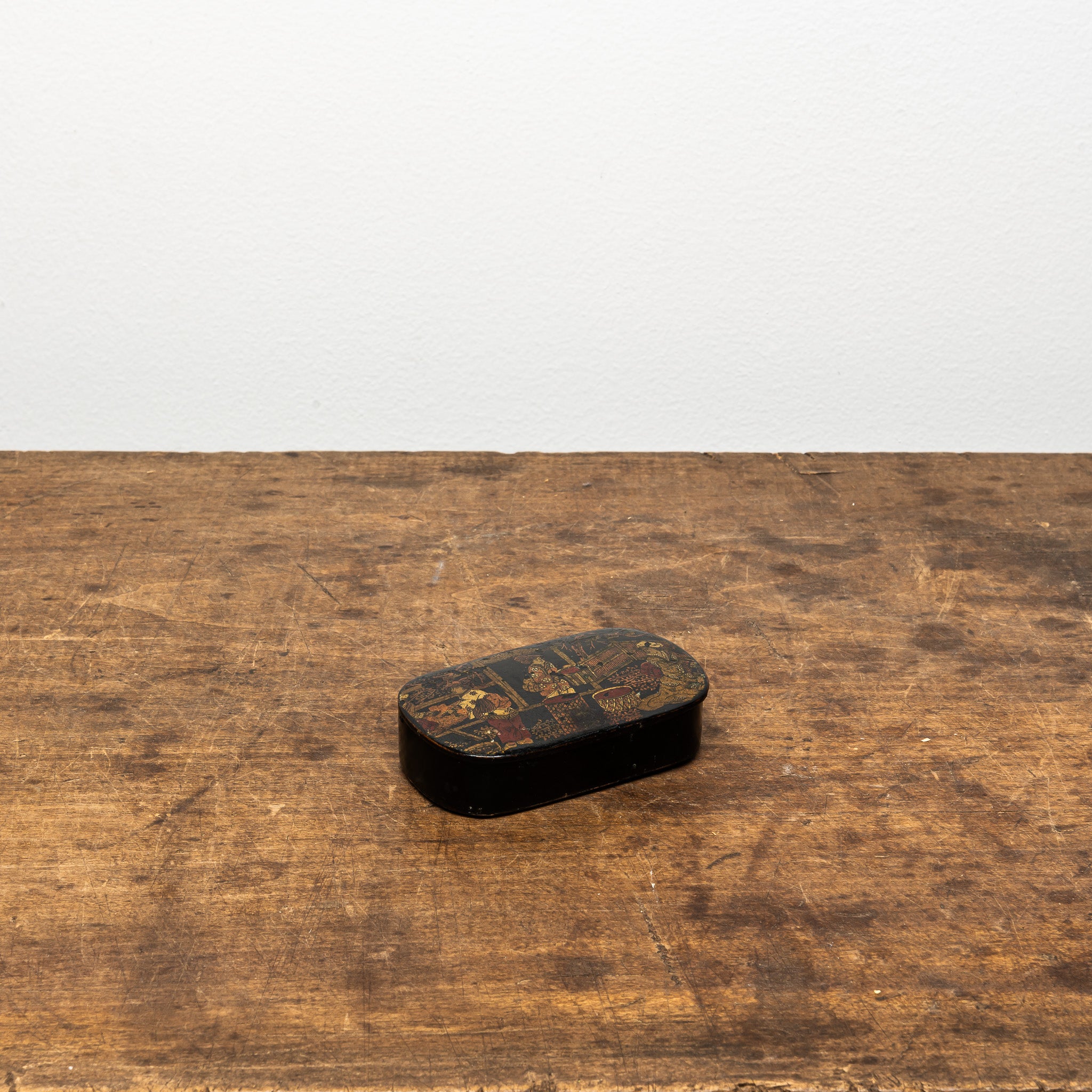 19th Century French Papier-Mâché Snuff Box, Antique French Lacquer