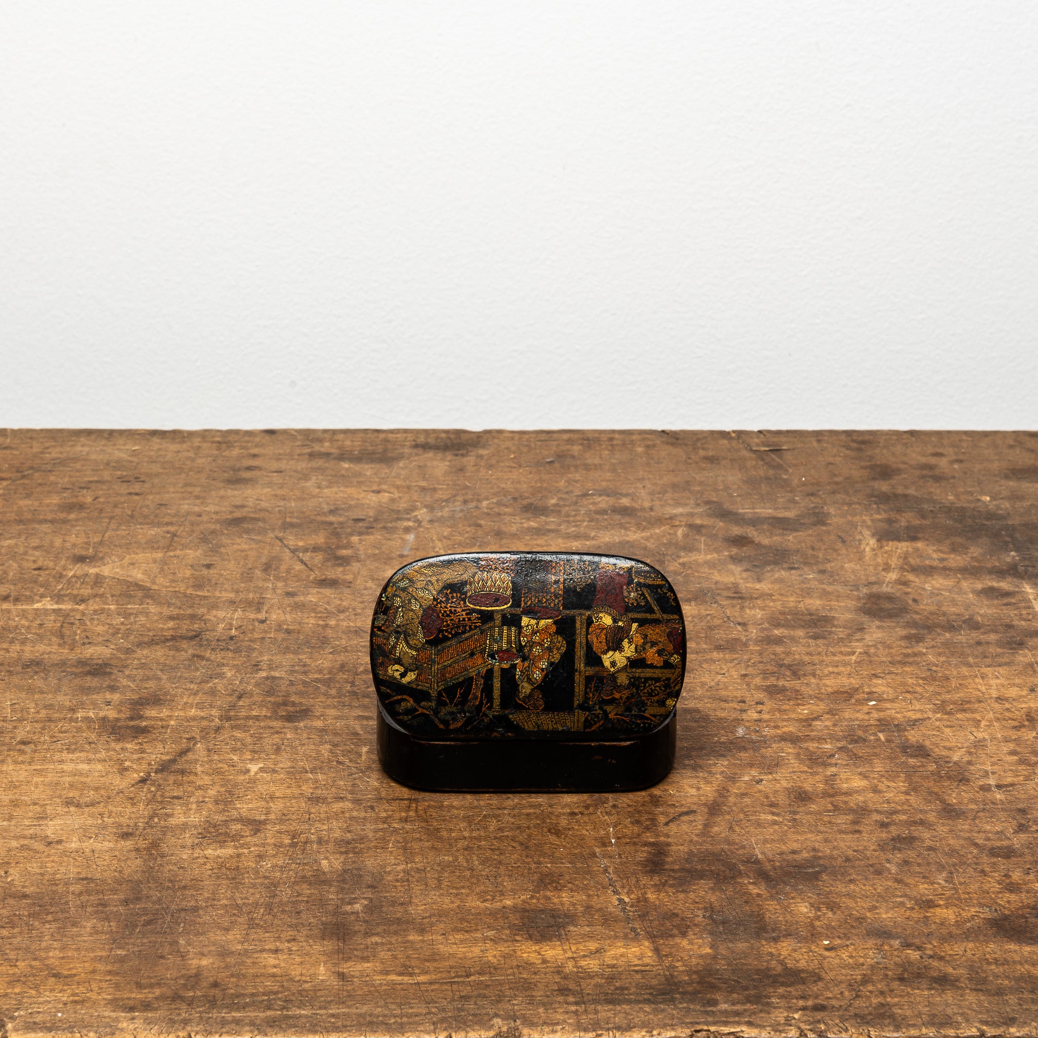 19th Century French Papier-Mâché Snuff Box, Antique French Lacquer