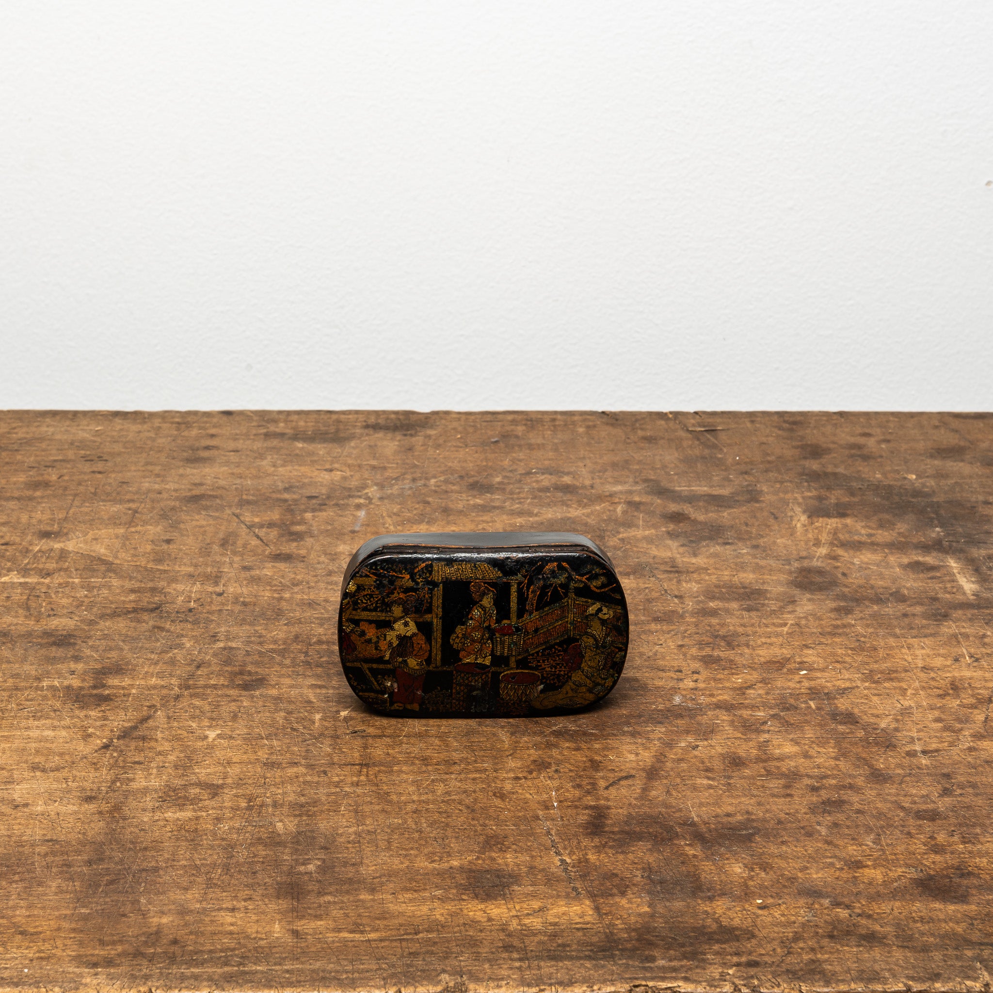 19th Century French Papier-Mâché Snuff Box, Antique French Lacquer
