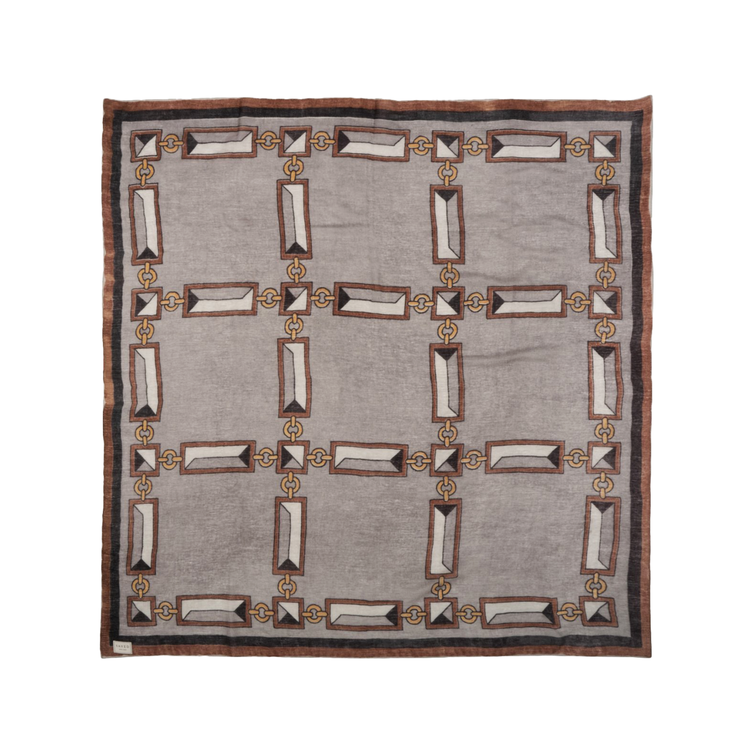 SAVED NY X DAMIEN NICOLAS ROUX "BRICKS & CHAINS WARM GRAY" CASHMERE SCARF