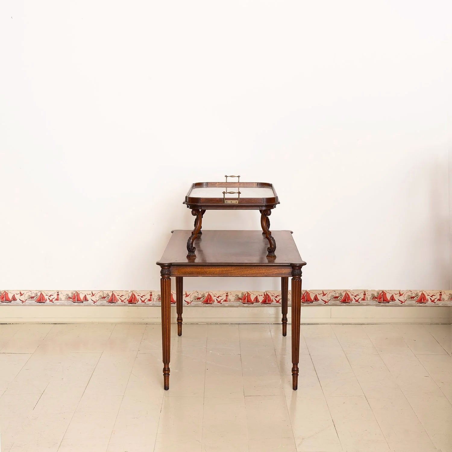 EDWARDIAN TEA TABLE WITH REMOVABLE TRAY TOP