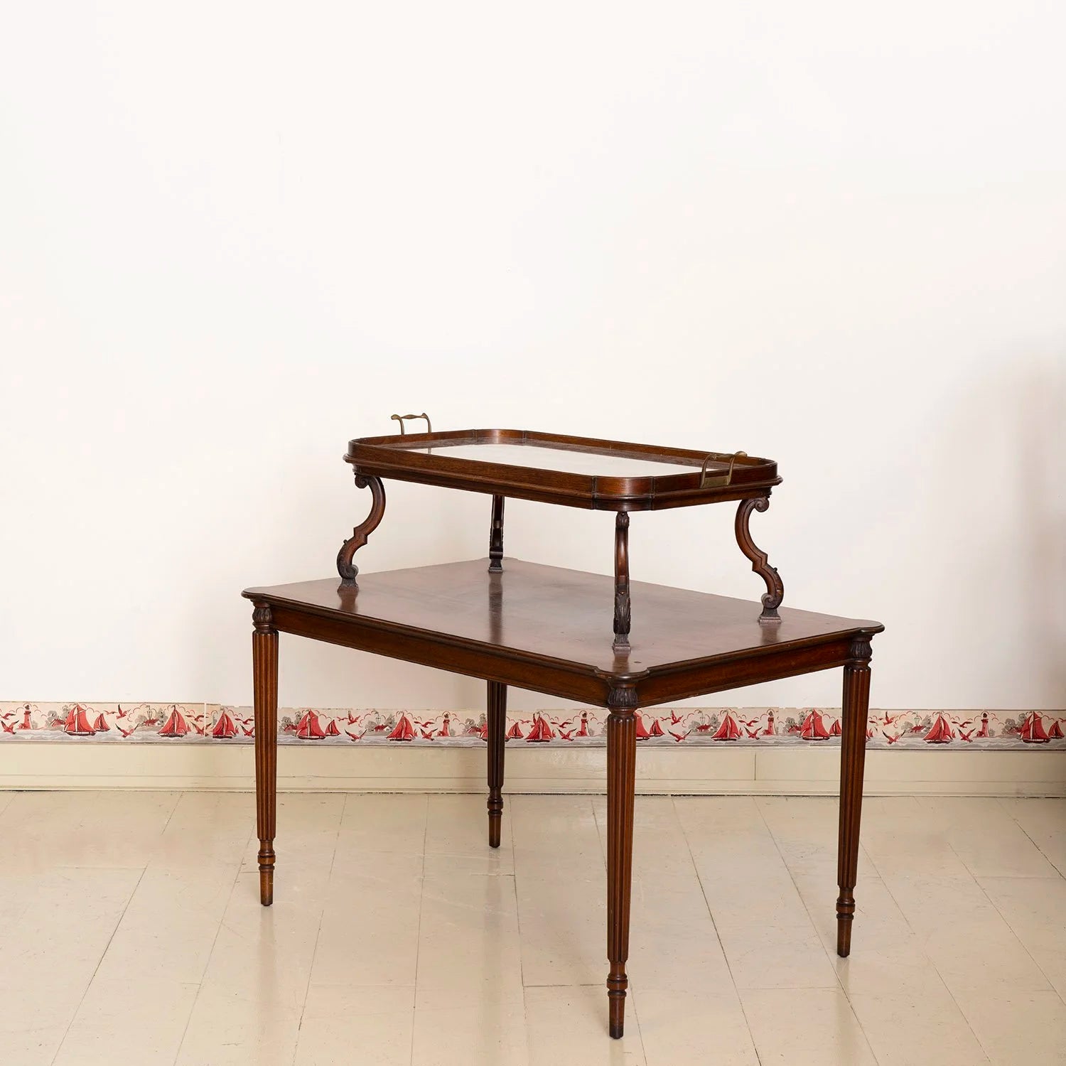 EDWARDIAN TEA TABLE WITH REMOVABLE TRAY TOP