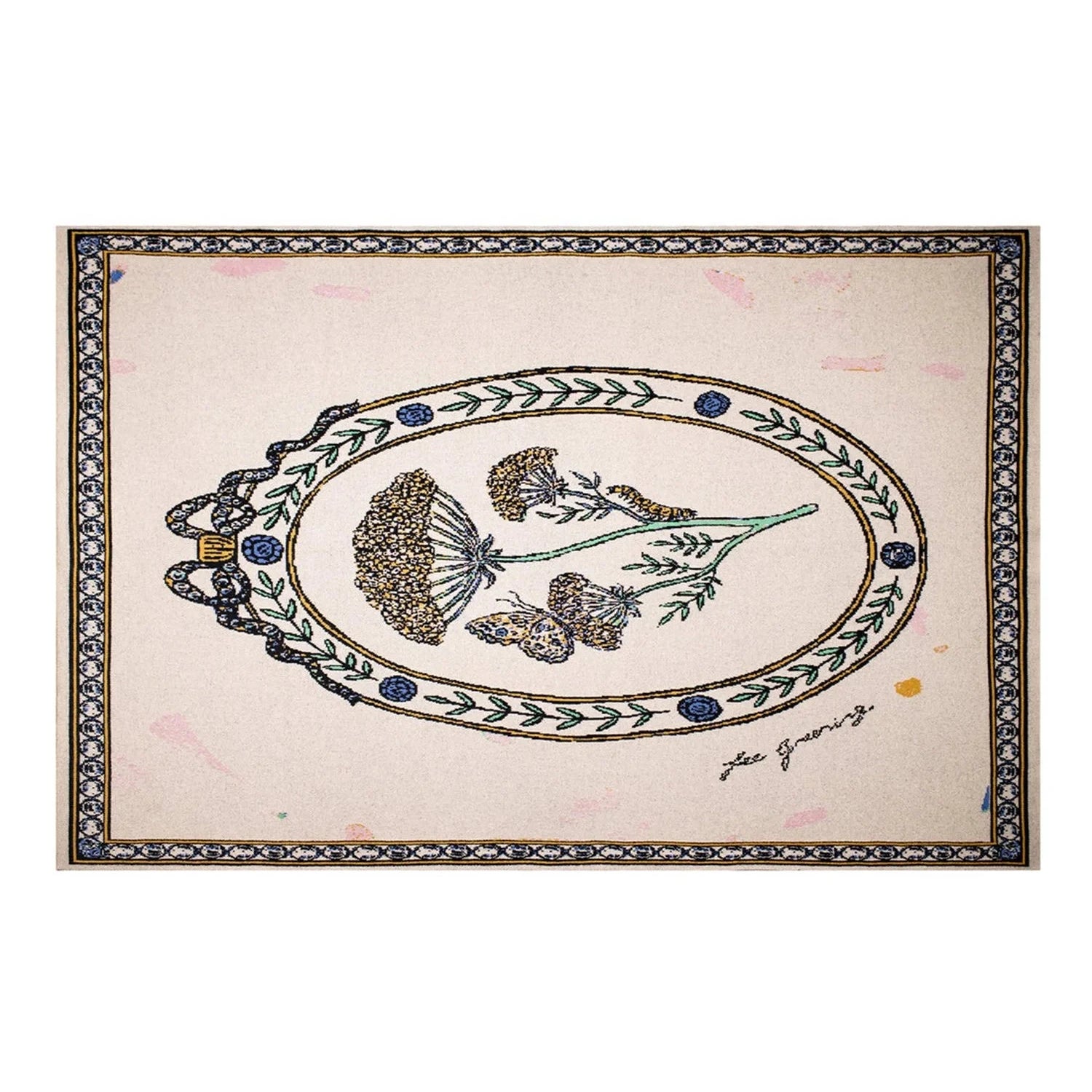 FEE GREENING - RIBBON FRAMED BOTANICAL Cashmere Blanket