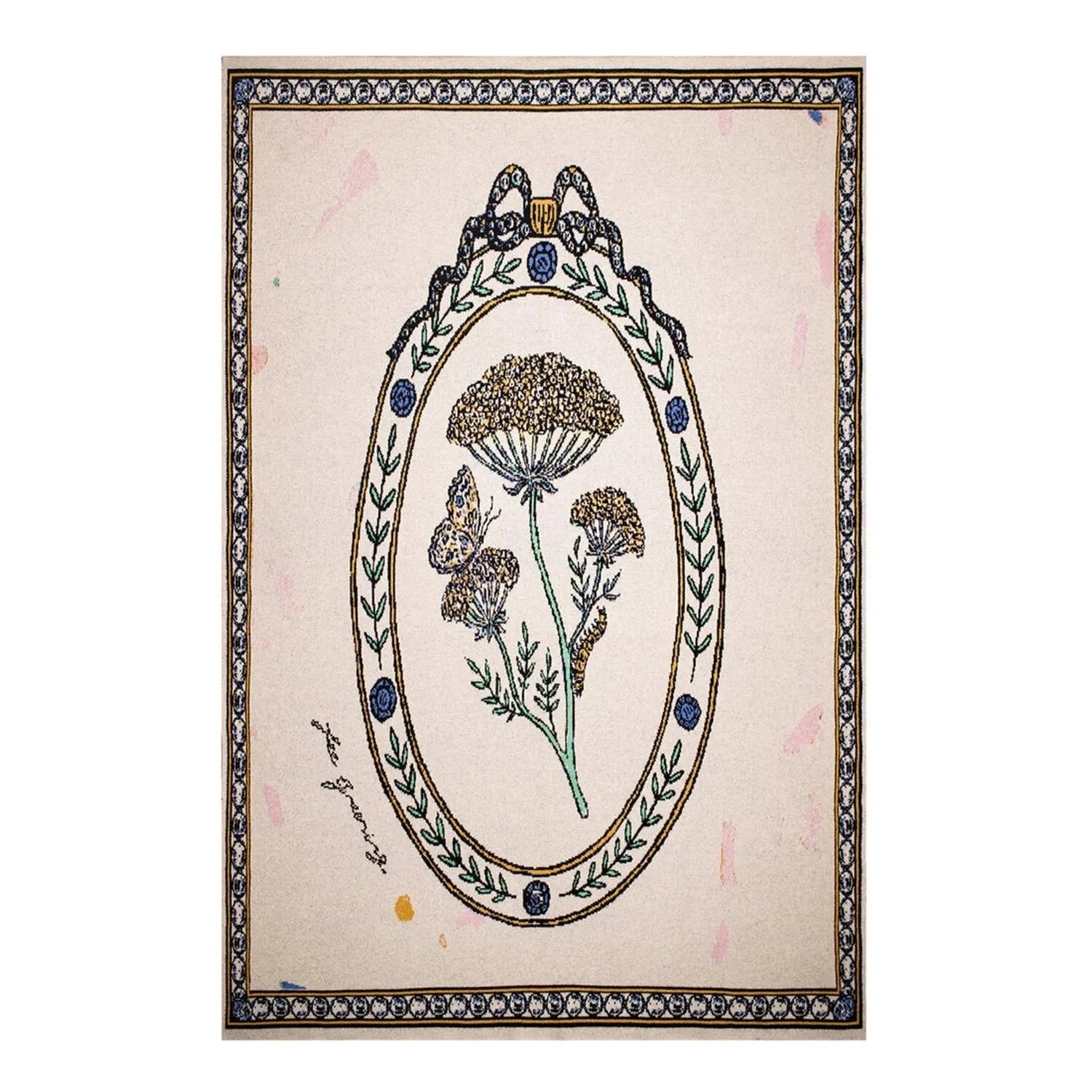 FEE GREENING - RIBBON FRAMED BOTANICAL Cashmere Blanket