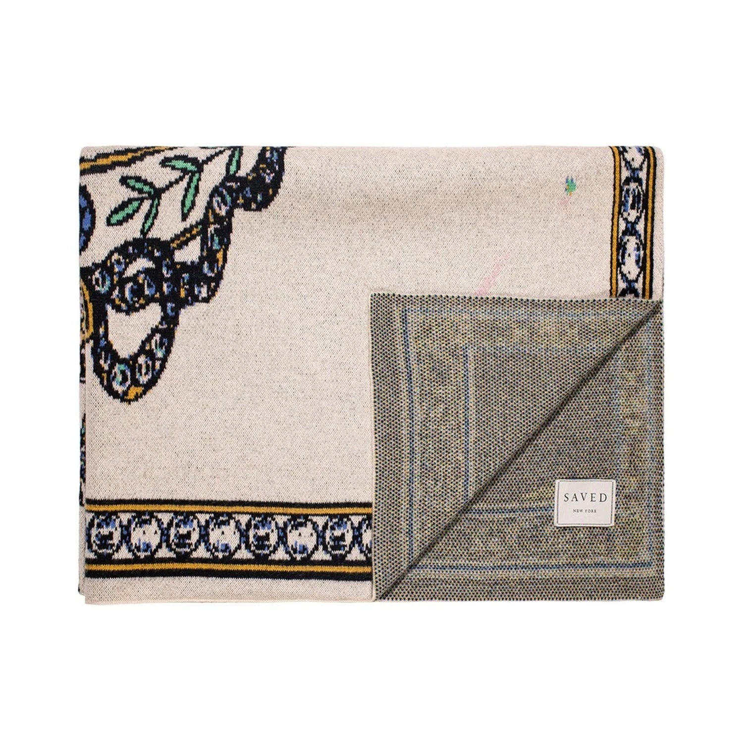 FEE GREENING - RIBBON FRAMED BOTANICAL Cashmere Blanket