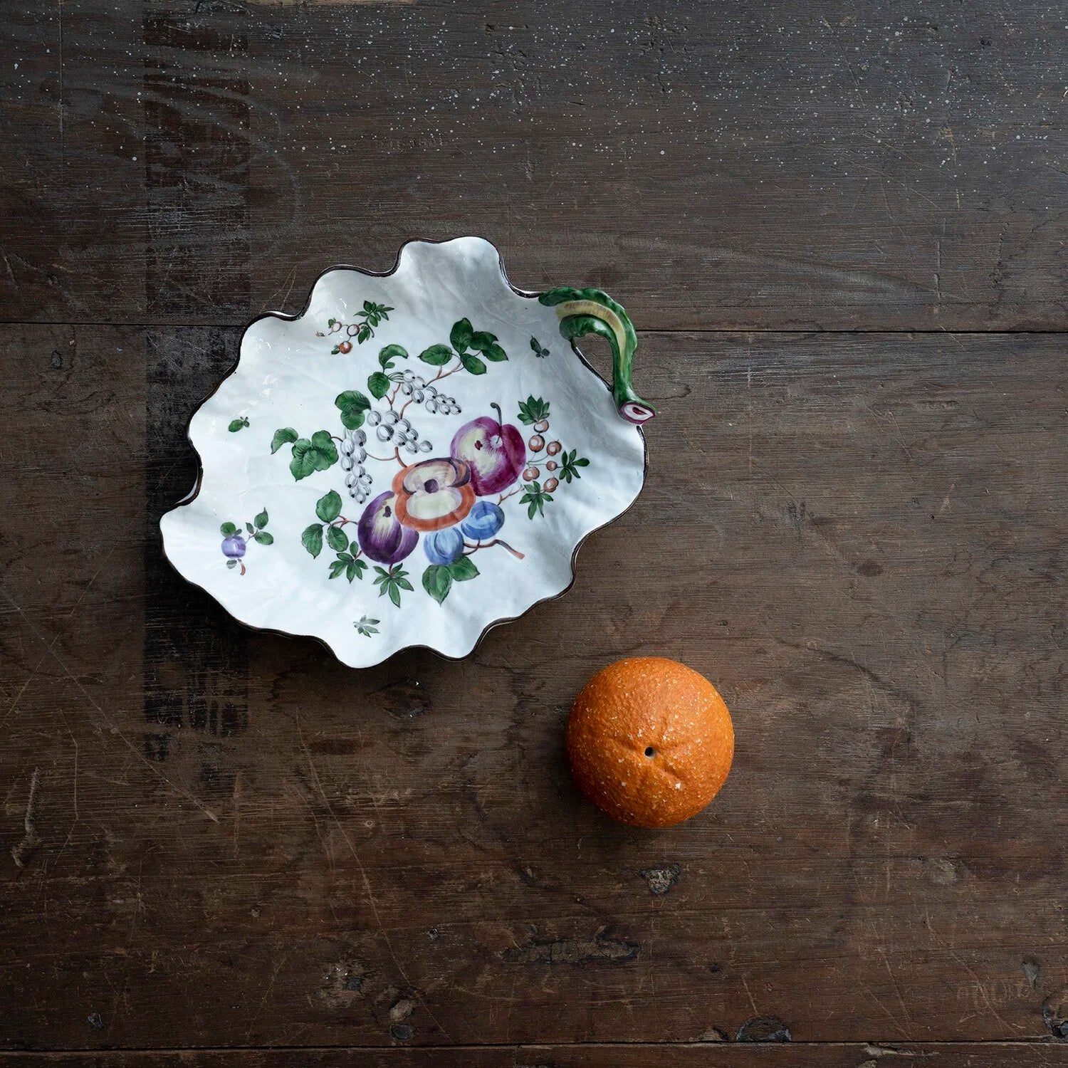 FRENCH HAND PAINTED LEAF FORM DISH
