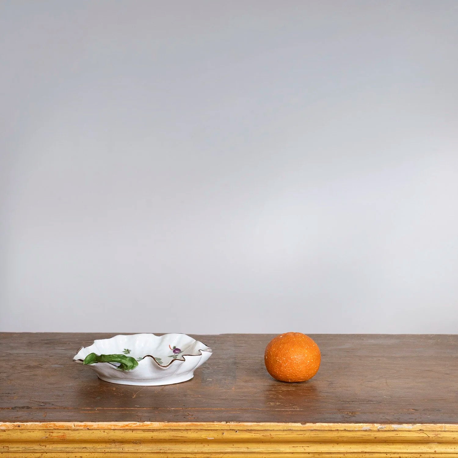 FRENCH HAND PAINTED LEAF FORM DISH