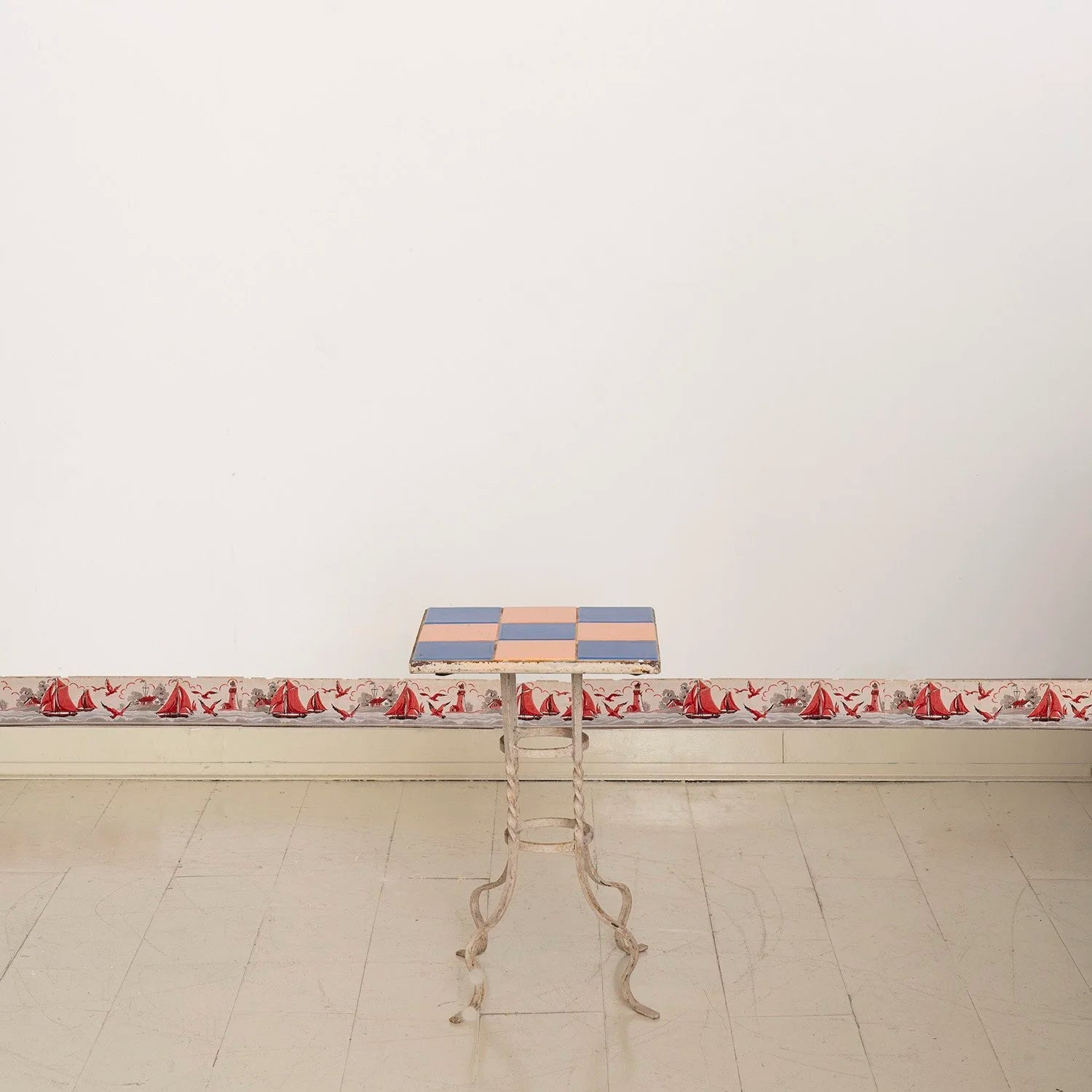 FRENCH WROUGHT IRON TILE TOP SIDE TABLE