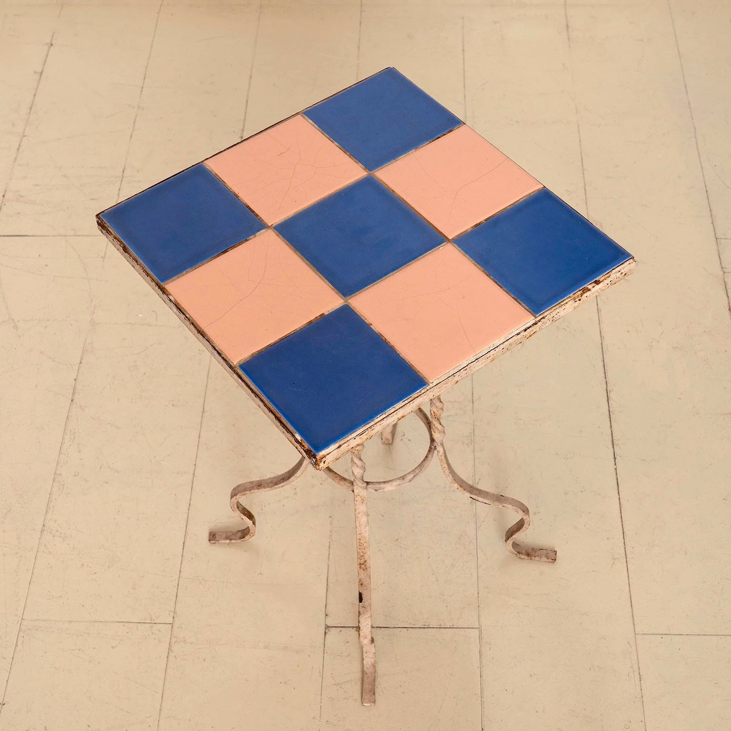 FRENCH WROUGHT IRON TILE TOP SIDE TABLE