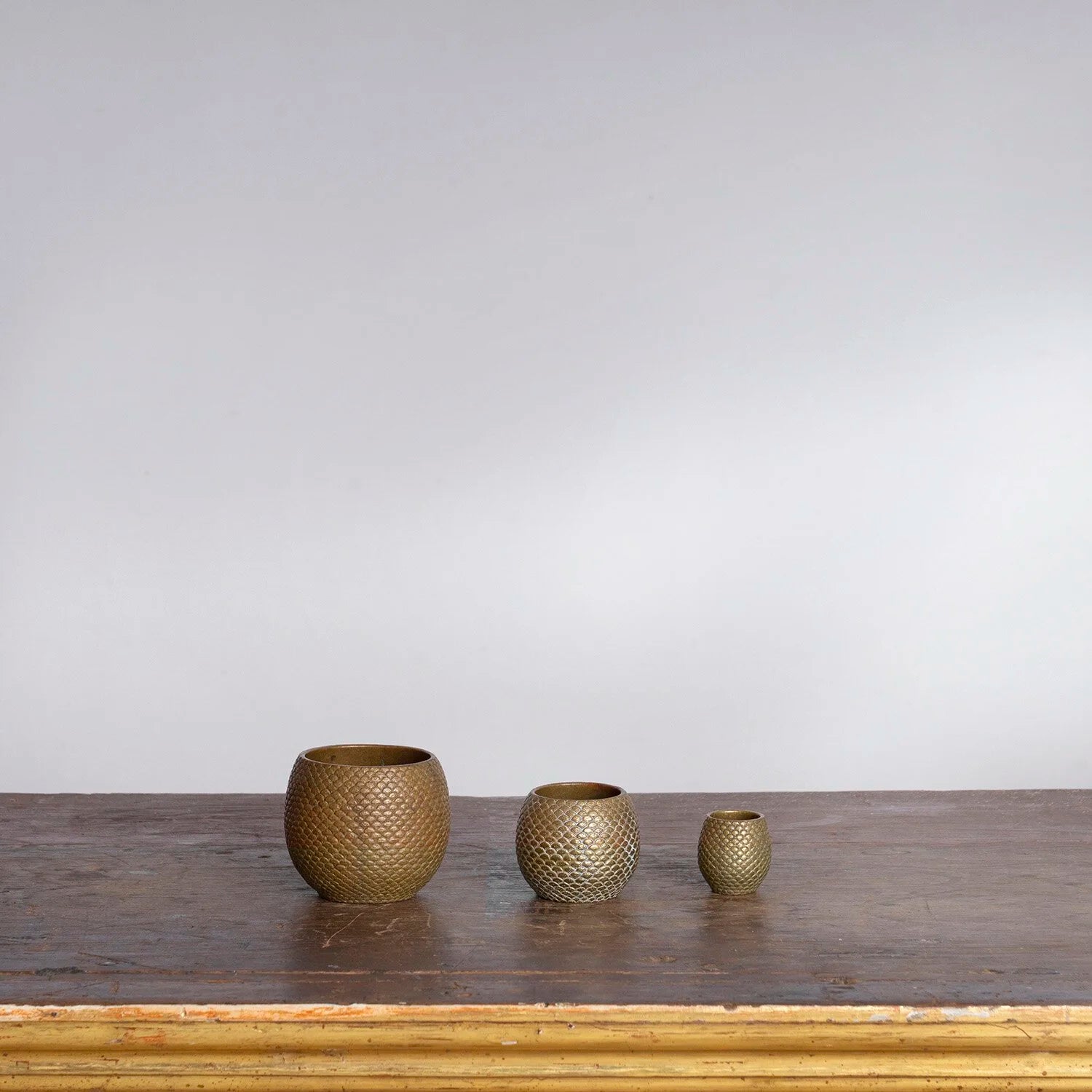 JAPANESE HAND WROUGHT MIXED METAL BOWL (SET OF THREE)