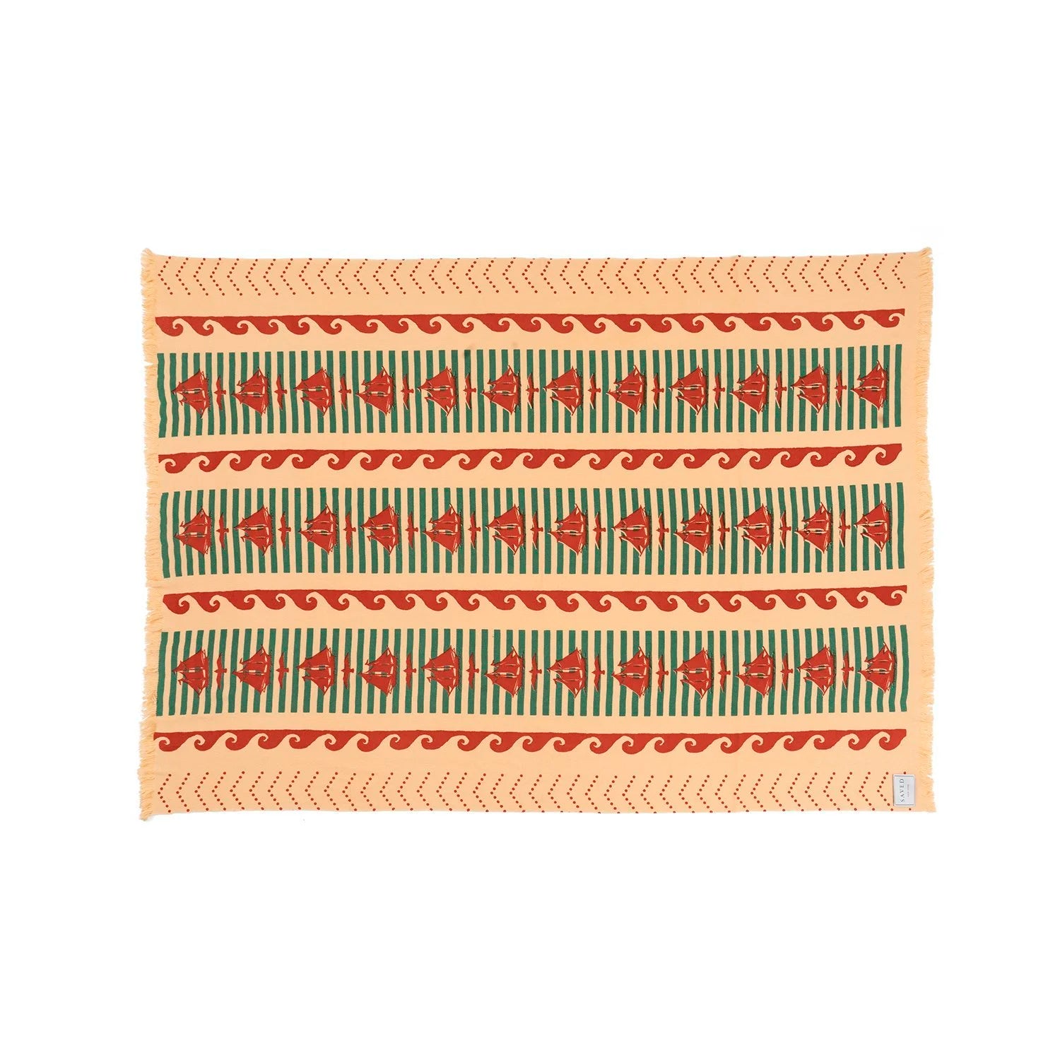 SAVED NY x Lukas the Illustrator "Greek Waves" Cashmere Woven Throw