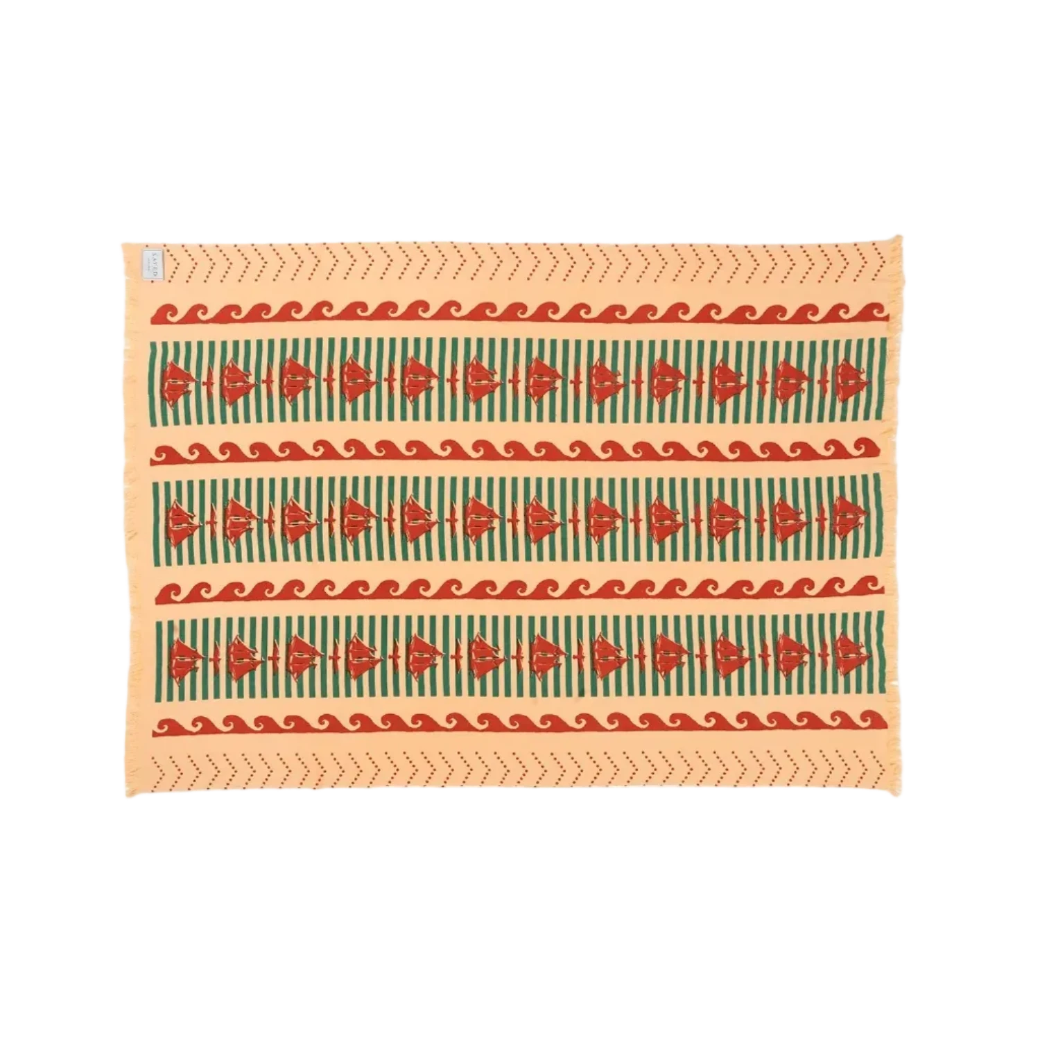 SAVED NY x Lukas the Illustrator "Greek Waves" Cashmere Woven Throw