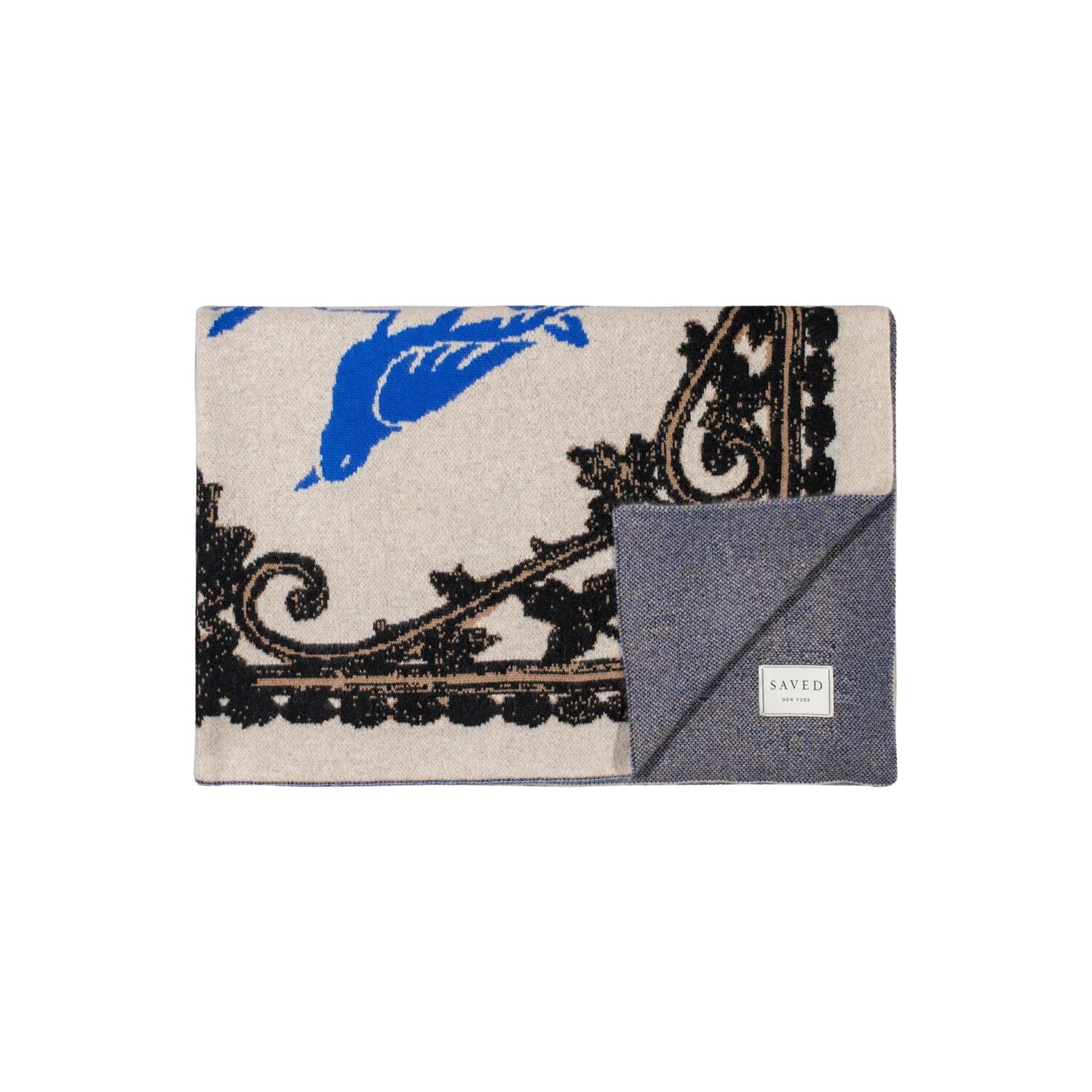 SAVED NY x LUKAS THE ILLUSTRATOR "BLUEBIRD" Cashmere Blanket