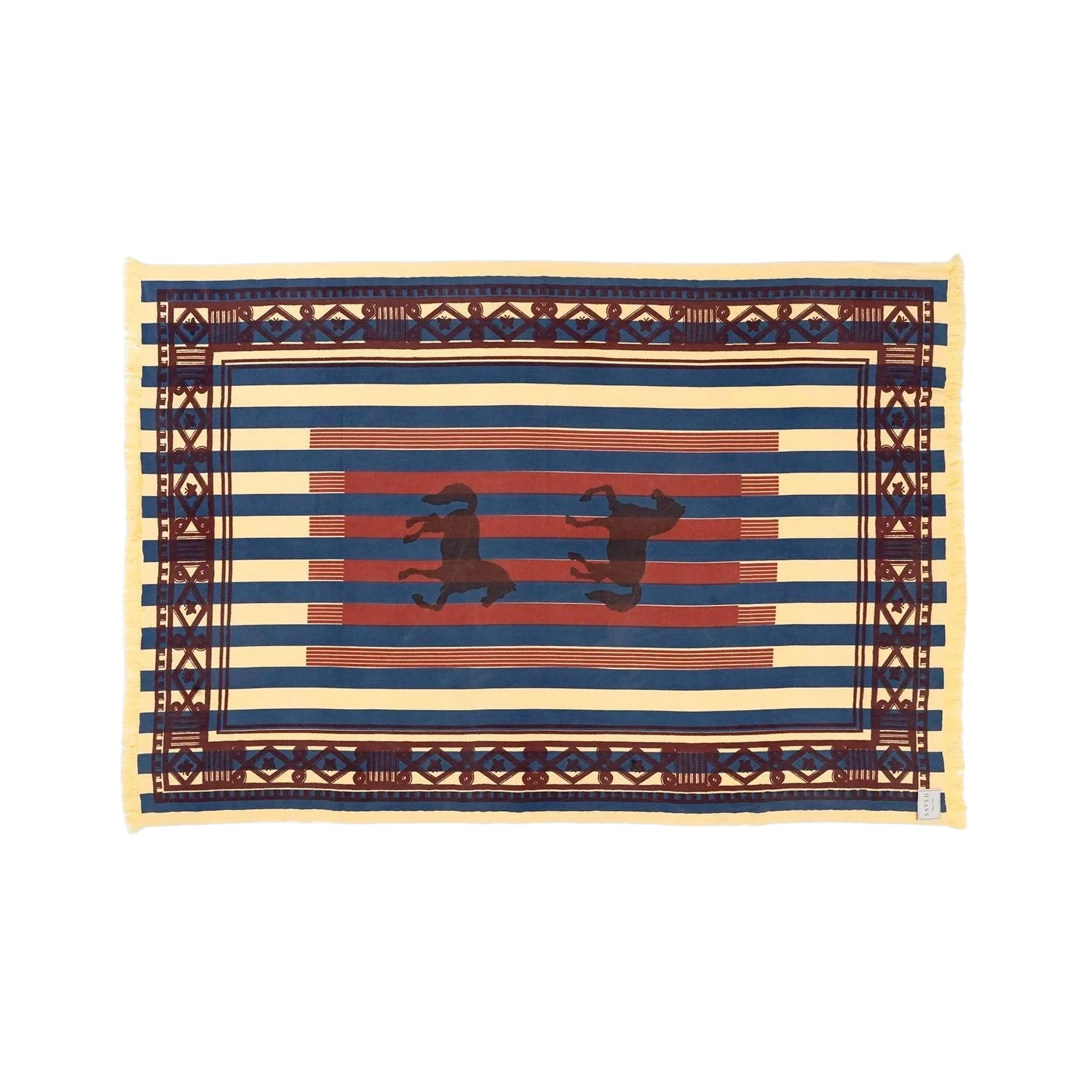 SAVED NY x Lukas the Illustrator "Gallopers" Woven Cashmere Throw