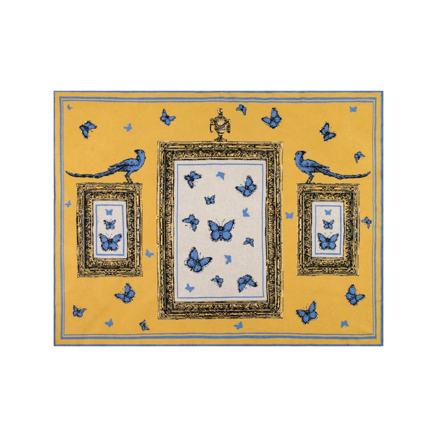 SAVED NY x LUKAS THE ILLUSTRATOR "MAGPIES AND BUTTERFLIES" Cashmere Blanket