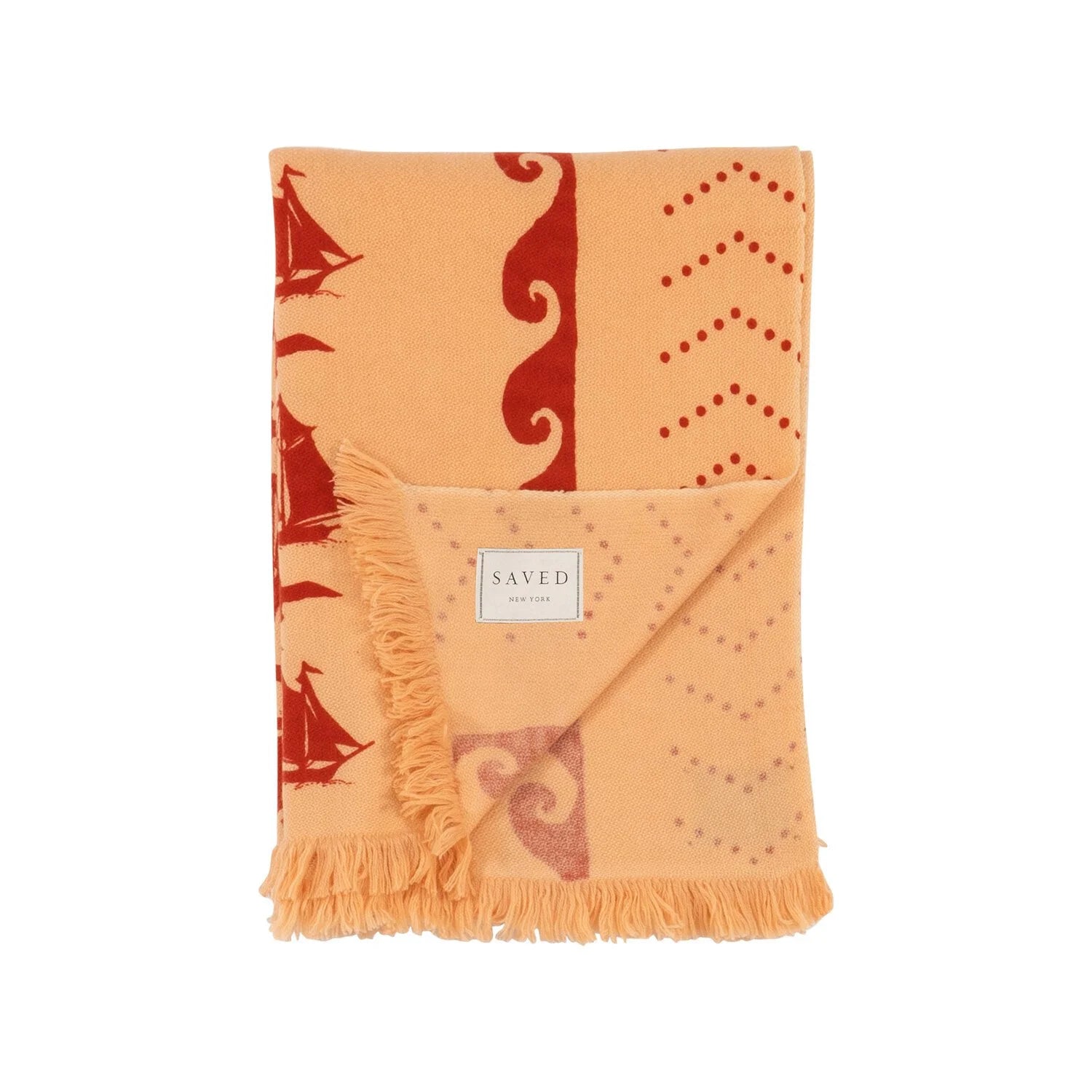 SAVED NY x Lukas the Illustrator "Greek Waves" Cashmere Woven Throw