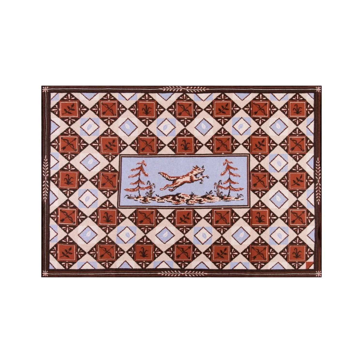 SAVED NY x Lukas the Illustrator "Leaping Fox" cashmere blanket