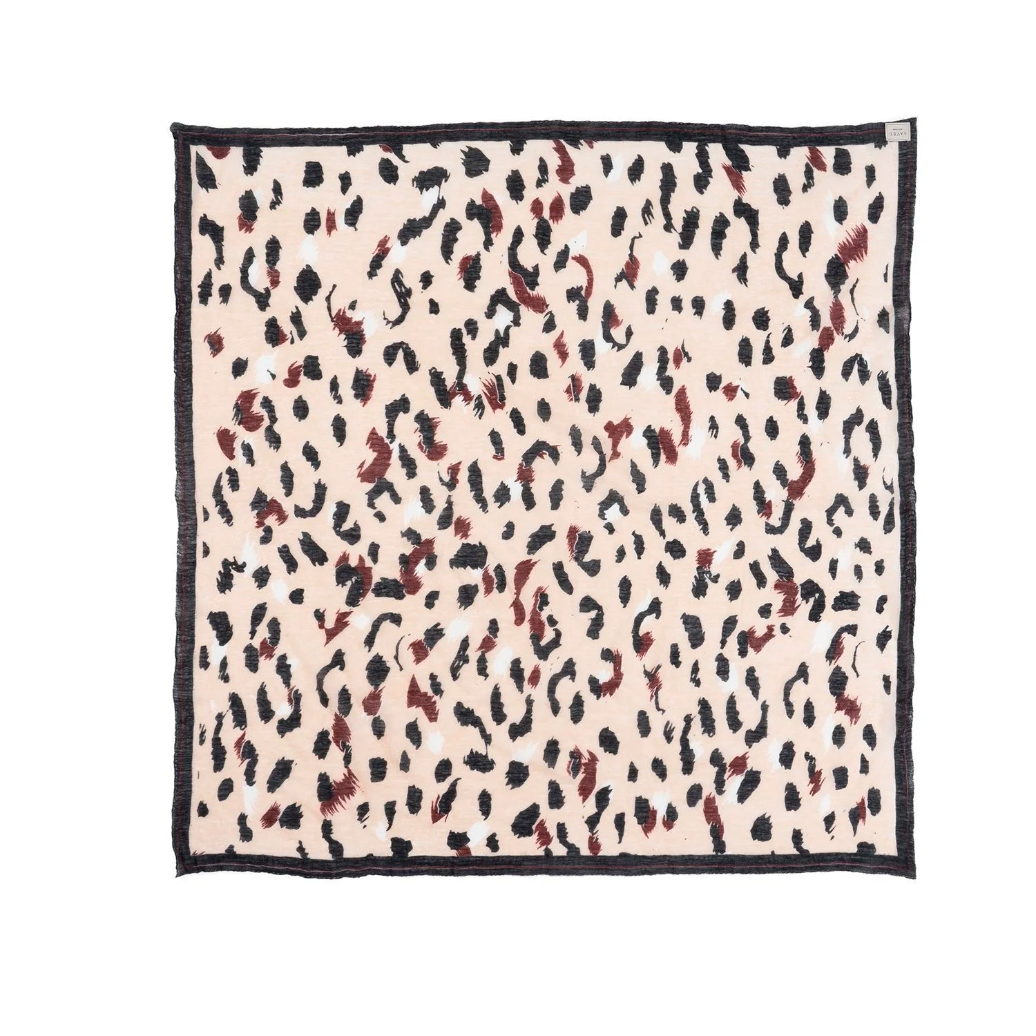 BLACK TRIM LEOPARD SCARF