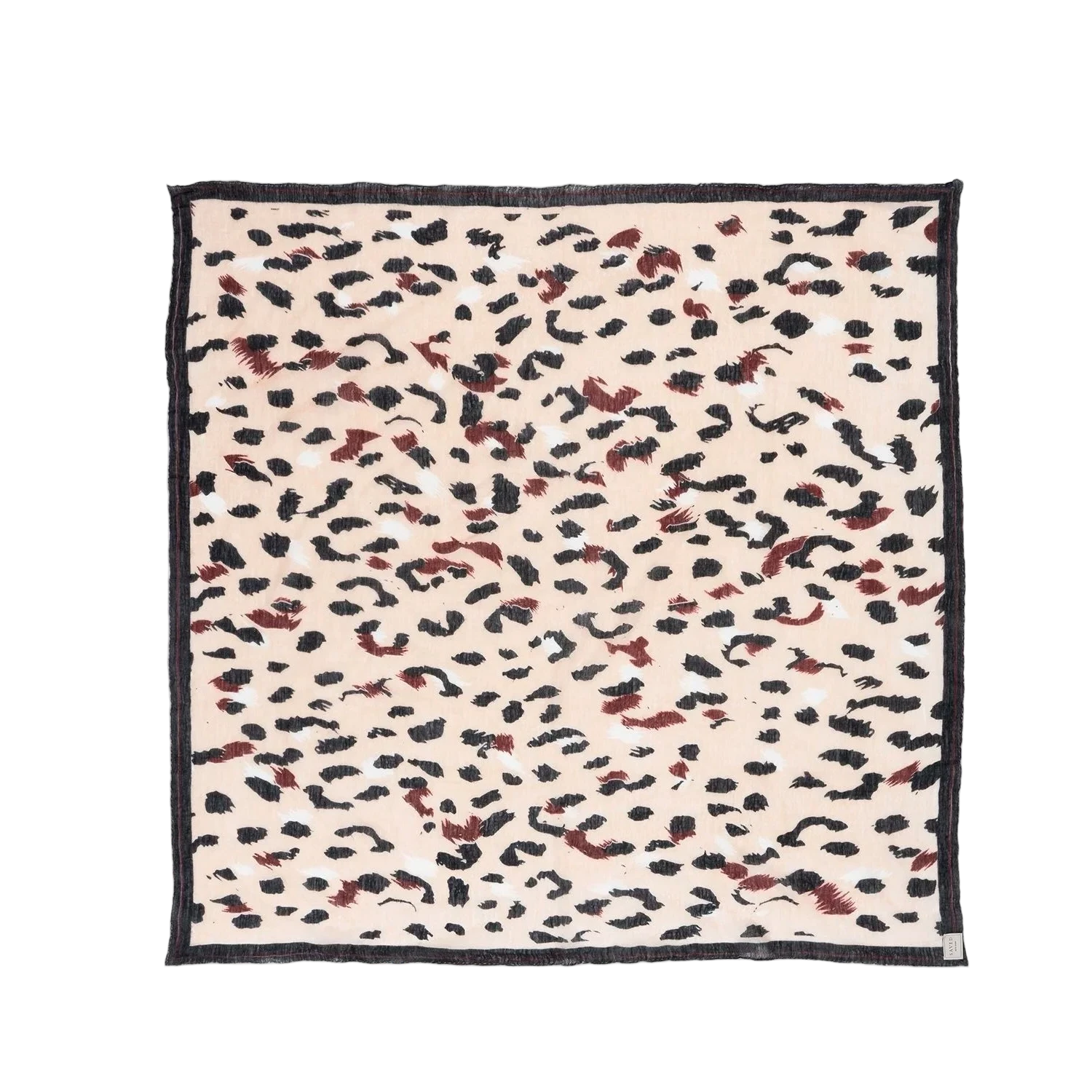 BLACK TRIM LEOPARD SCARF