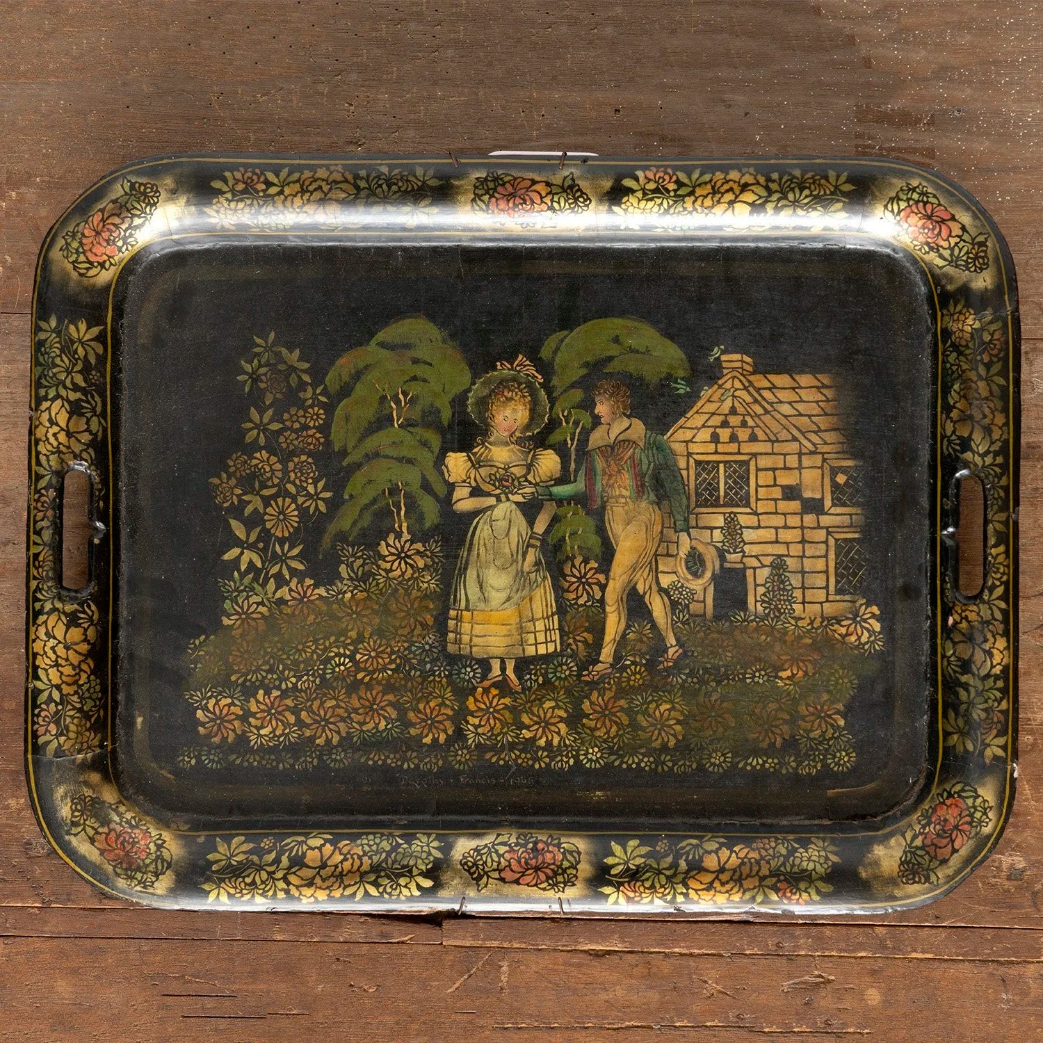 STENCILED PAPER MACHE TRAY