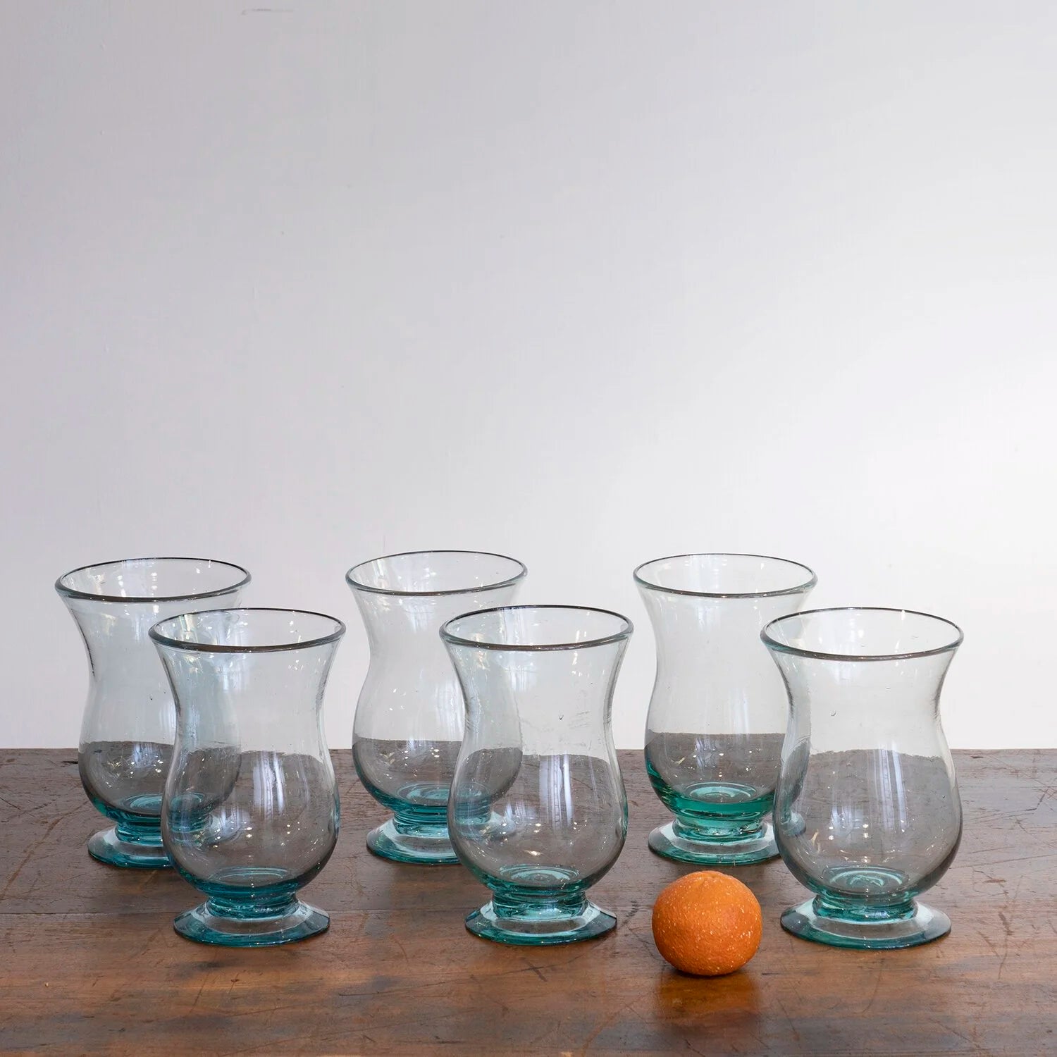 PAIR OF HAND-BLOWN HURRICANE LAMPS
