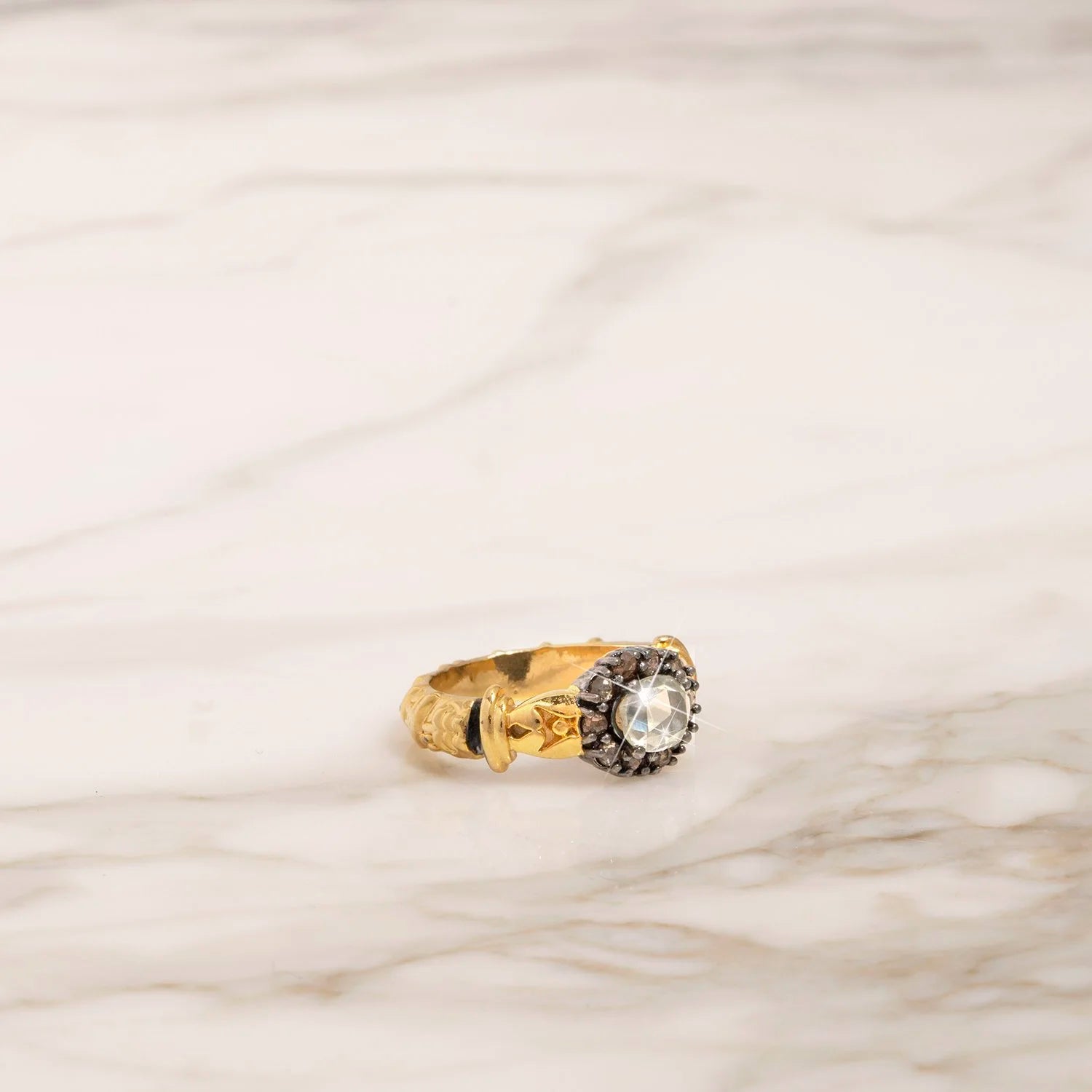 ROSE CUT MONZONITE RING