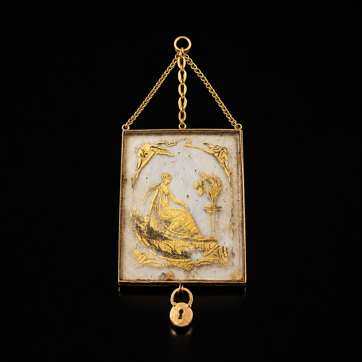 LATE 18TH-CENTURY FRENCH SENTIMENTAL MEDALLION WITH HAIRWORK MONOGRAM & GILDED REVERSE