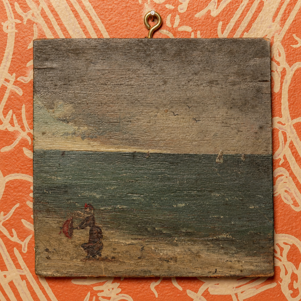 19TH-CENTURY FRENCH SCHOOL MARINE PAINTING ON WOOD PANEL