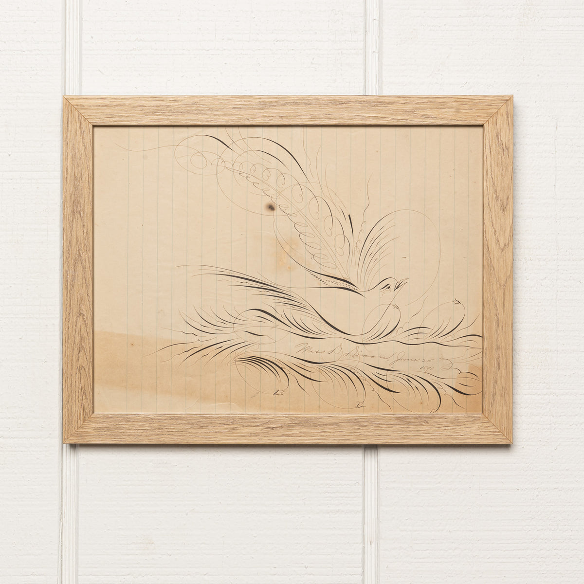 19TH-CENTURY AMERICAN CALLIGRAPHY DRAWING OF A BIRD II