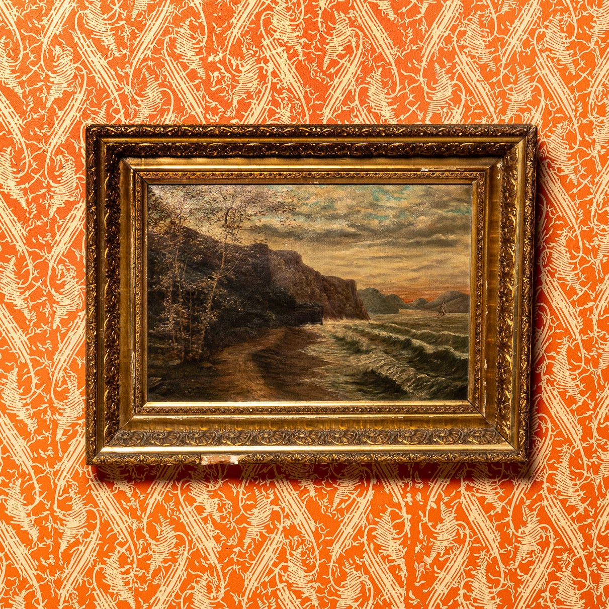 19TH-CENTURY AMERICAN SCHOOL COASTAL LANDSCAPE, OIL ON CANVAS