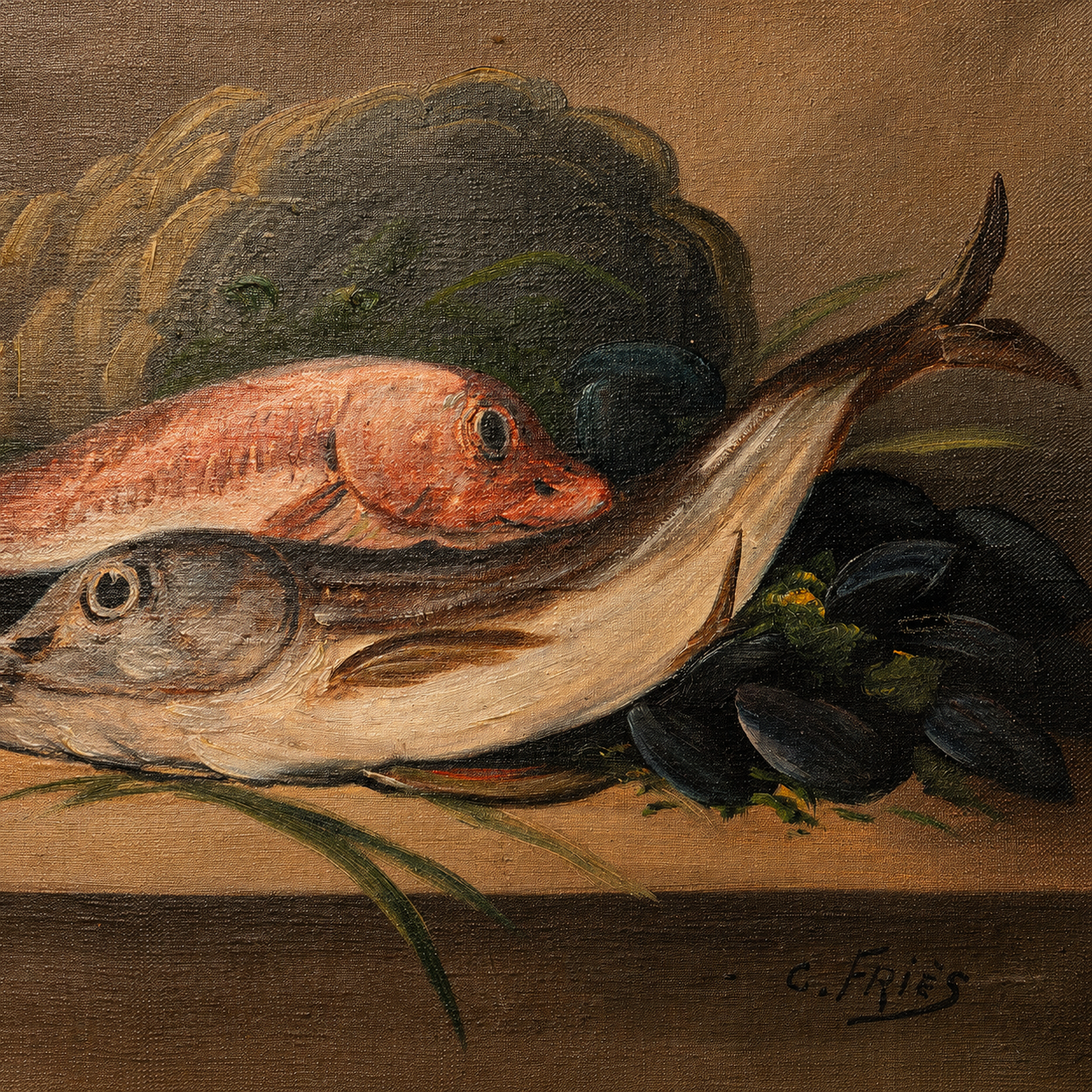 LATE 19TH-CENTURY AMERICAN SCHOOL FISH STILL LIFE