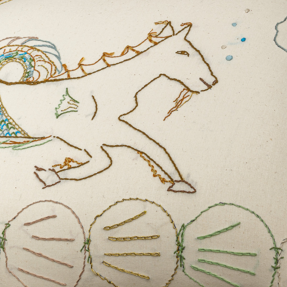 "HIPPOCAMP" EMBROIDERED ANTIQUE CHAIR (2025) BY SEAN McNANNEY