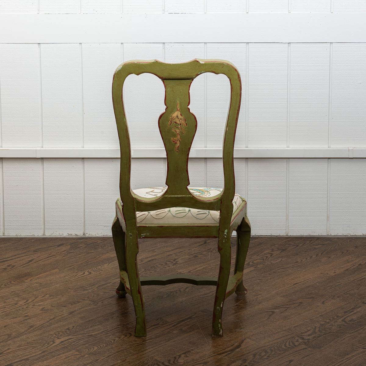 "HIPPOCAMP" EMBROIDERED ANTIQUE CHAIR (2025) BY SEAN McNANNEY