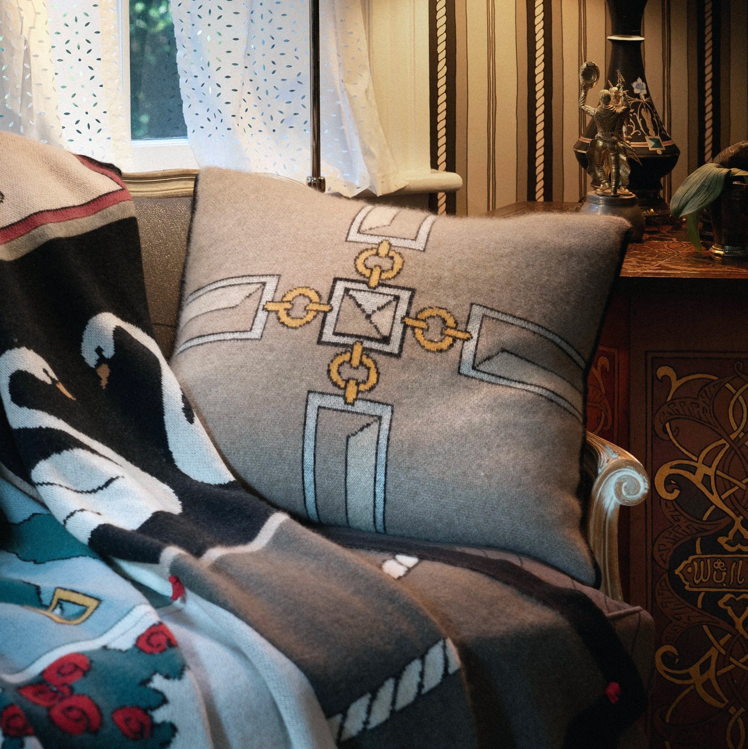 SAVED NY x Damien Nicolas Roux  "BRICKS & CHAINS" Cashmere Pillows