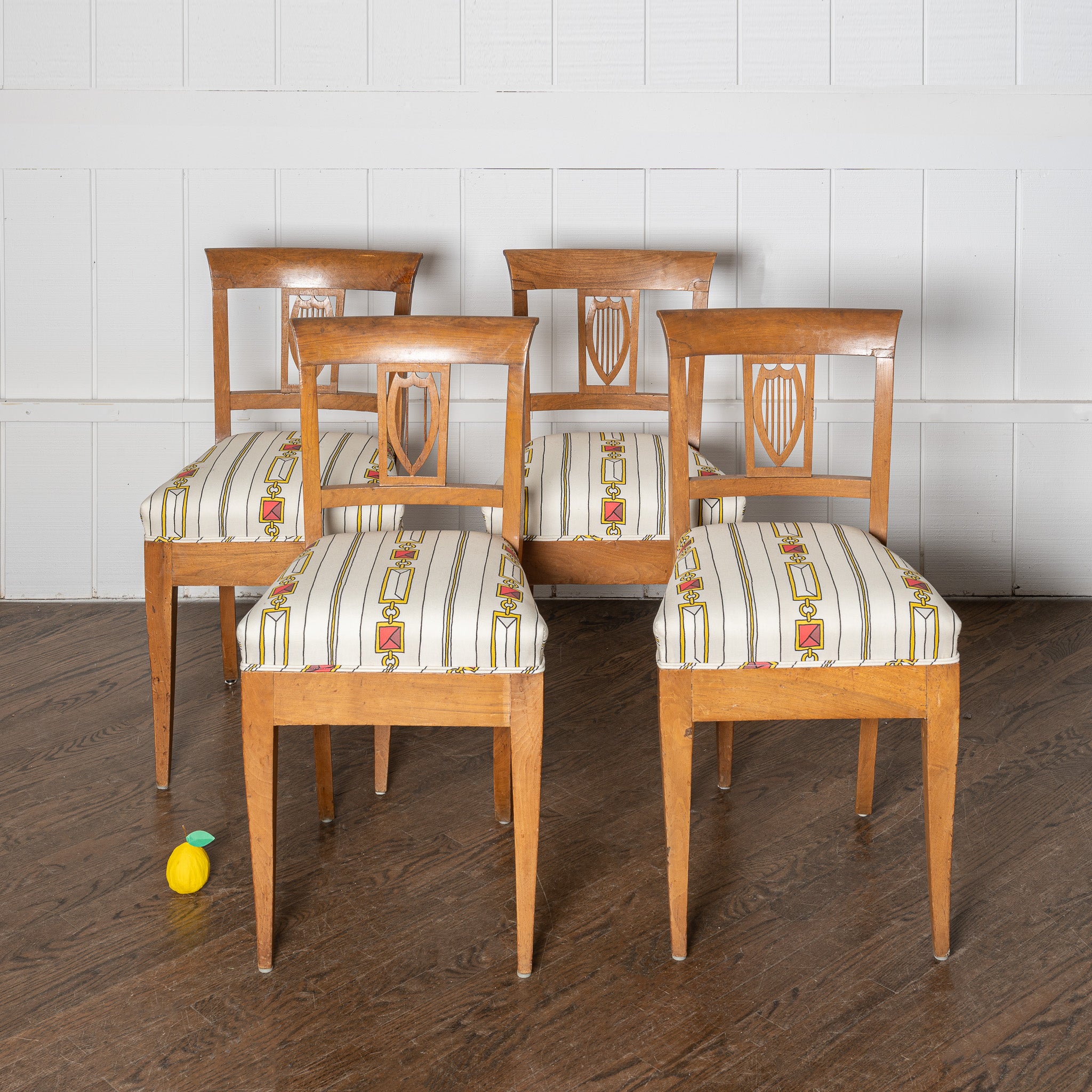 SET OF FOUR 19TH-CENTURY FRENCH DINING CHAIRS UPHOLSTERED IN SAVED New York x DNR FABRIC
