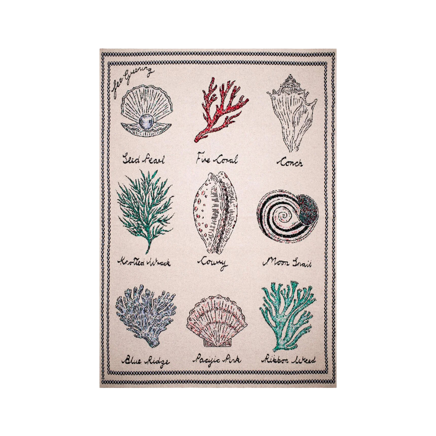 SAVED NY X FEE GREENING "SEA SHELLS" Cashmere THROW