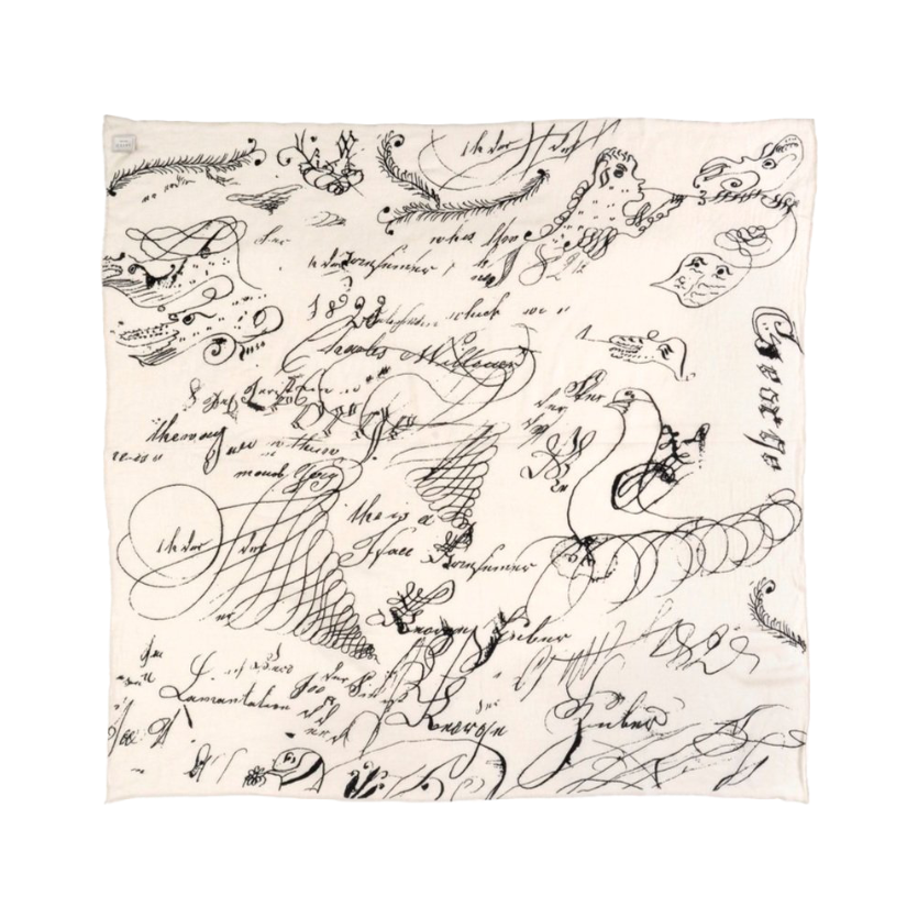 "PENMANSHIP 1809 IVORY" CALLIGRAM CASHMERE SCARF