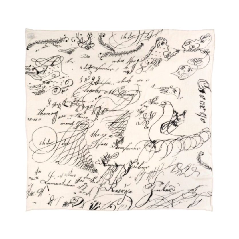 "PENMANSHIP 1809 IVORY" CALLIGRAM CASHMERE SCARF