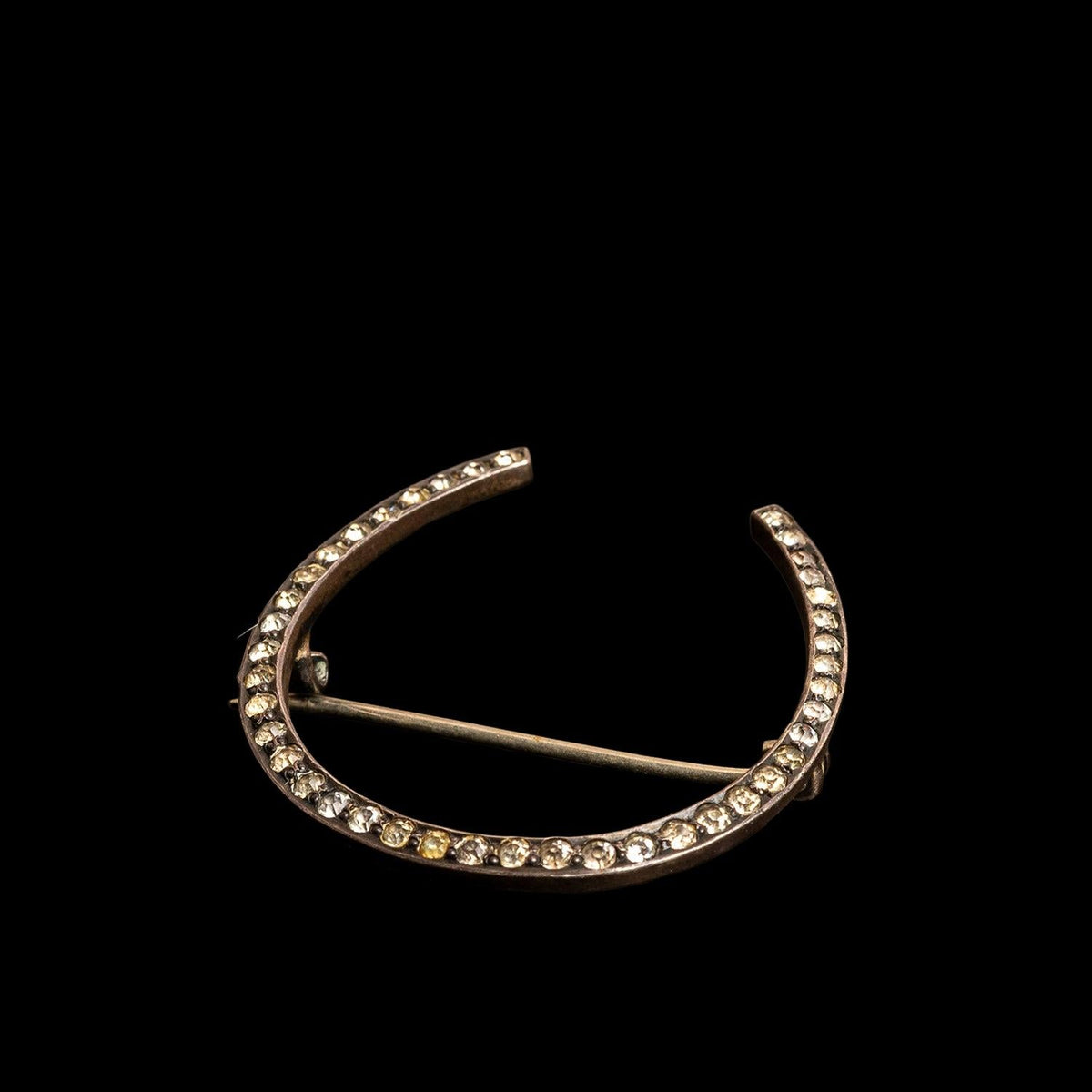 STERLING SILVER & PASTE HORSESHOE PIN, detail view