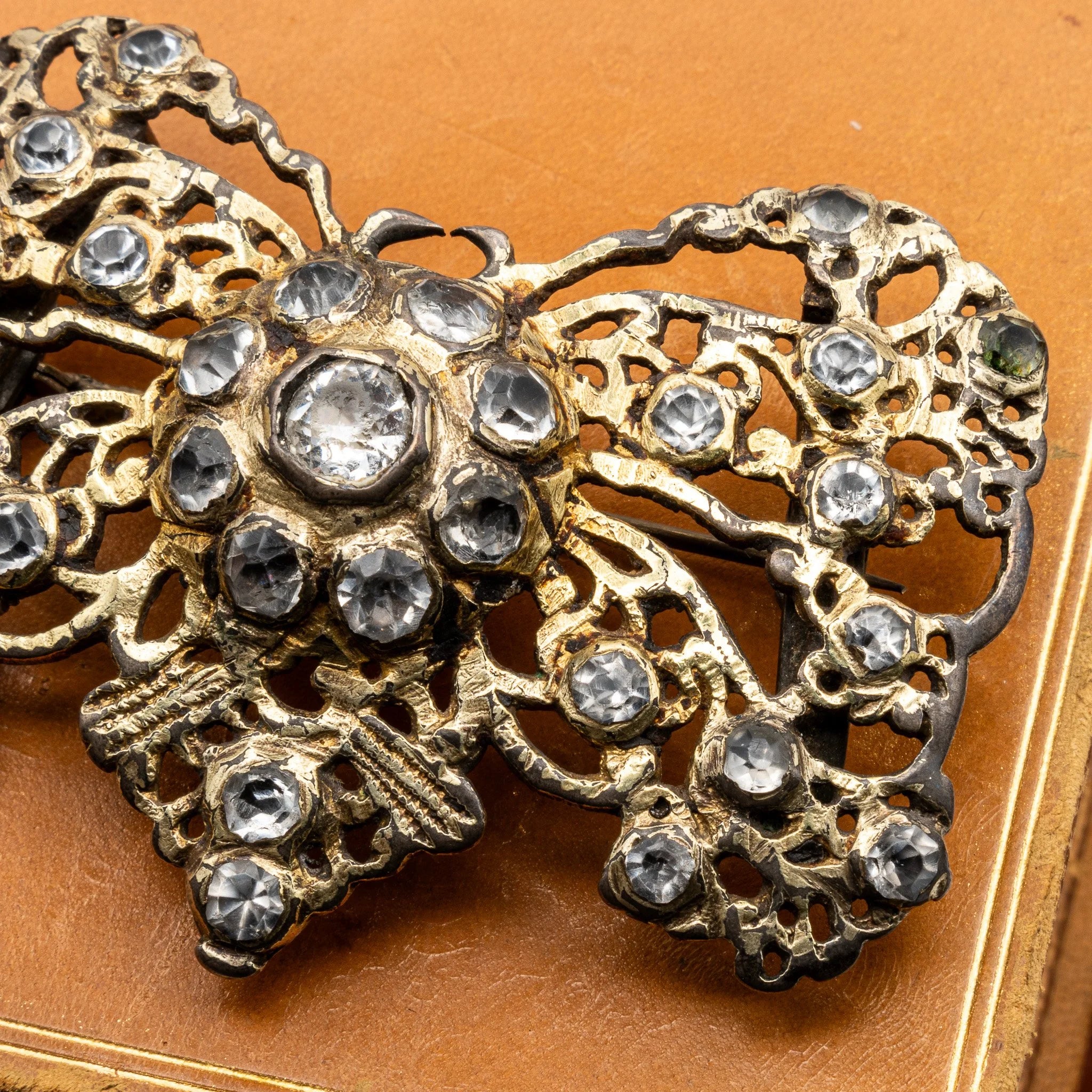 18th Century Spanish Diamond & Paste Bow-Shaped Brooch