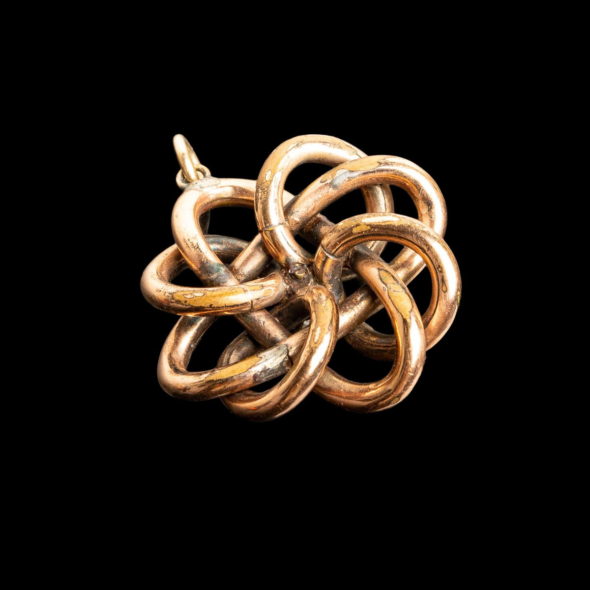 VICTORIAN GOLD FILLED LOVERS KNOT PASTE PENDANT WITH 14K GOLD BAIL, detail view