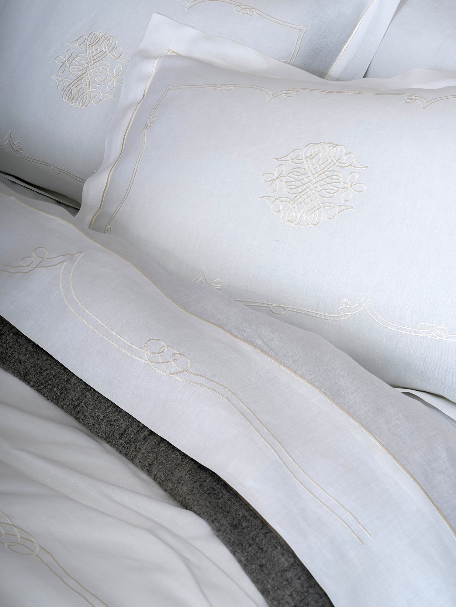 Peter Reed X SAVED NY “Calligraphy” Embroidered Bedding Collection