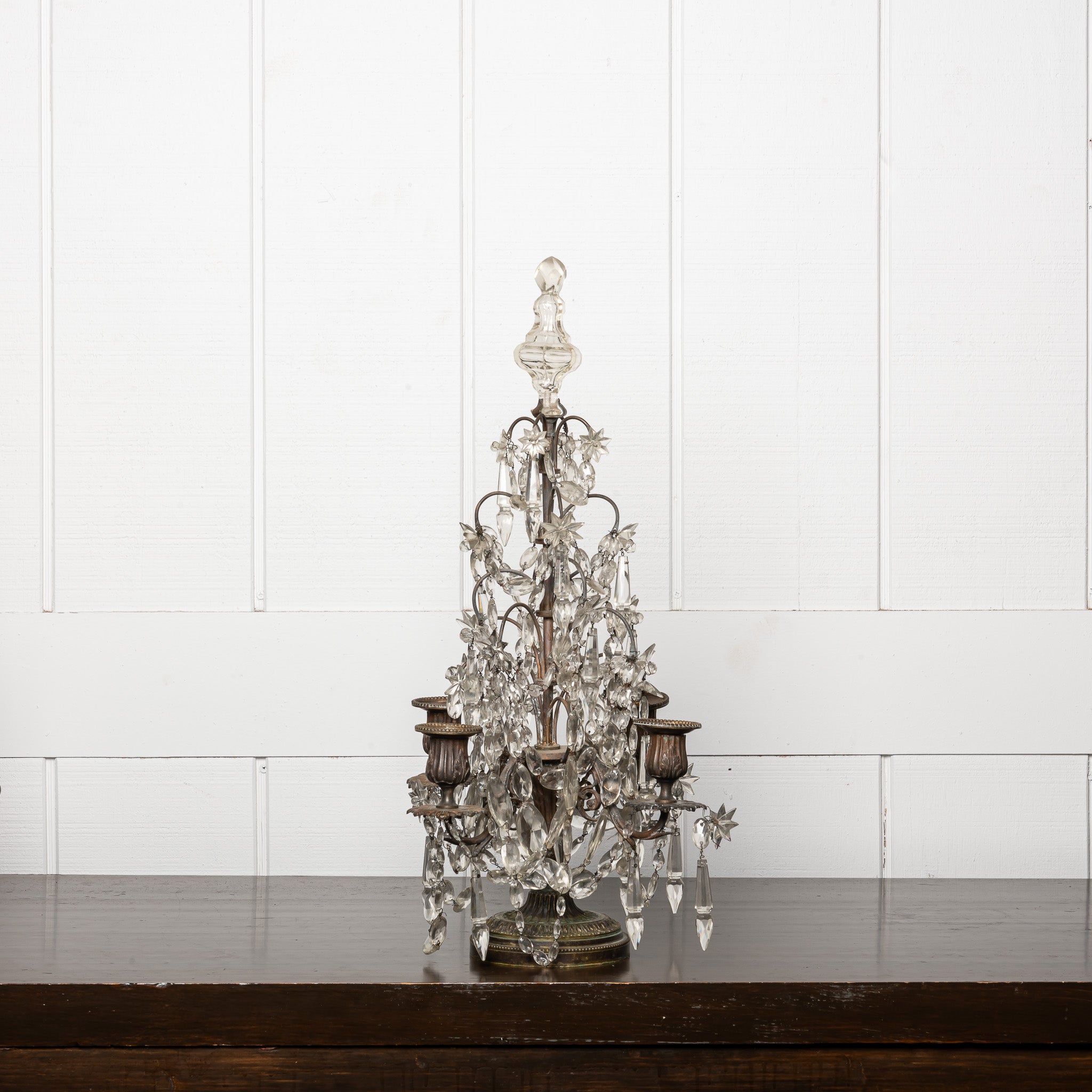 PAIR OF MID 19TH-CENTURY CONTINENTAL CUT GLASS AND CRYSTAL GIRANDOLES