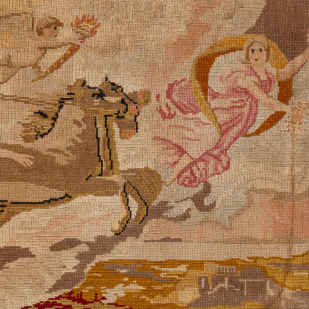 19TH-CENTURY FRENCH "MYTHOLOGICAL SCENE" EMBROIDERED PANEL