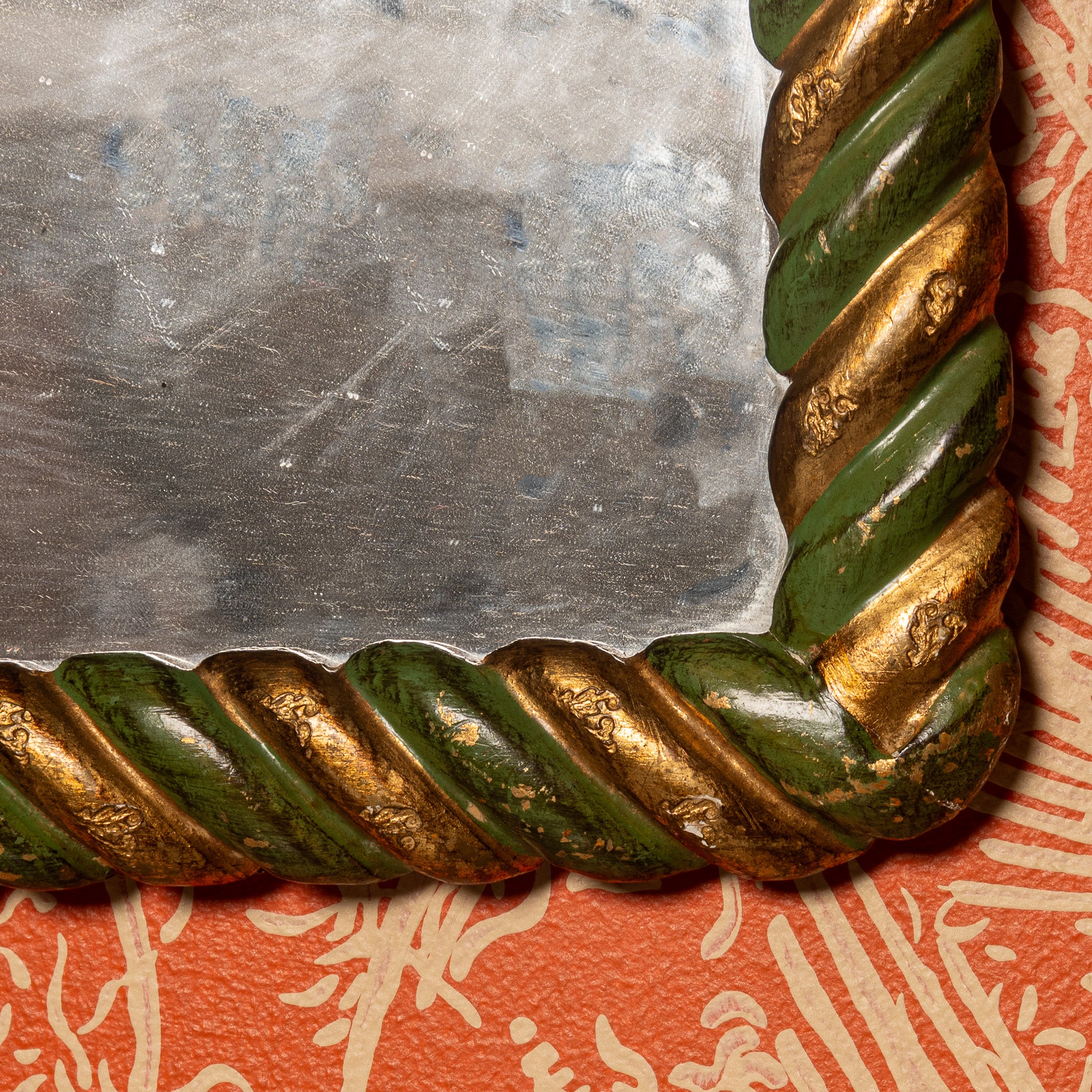 19TH-CENTURY FRENCH "PAINTED AND PARCEL" GILT ROPE TWIST MIRROR