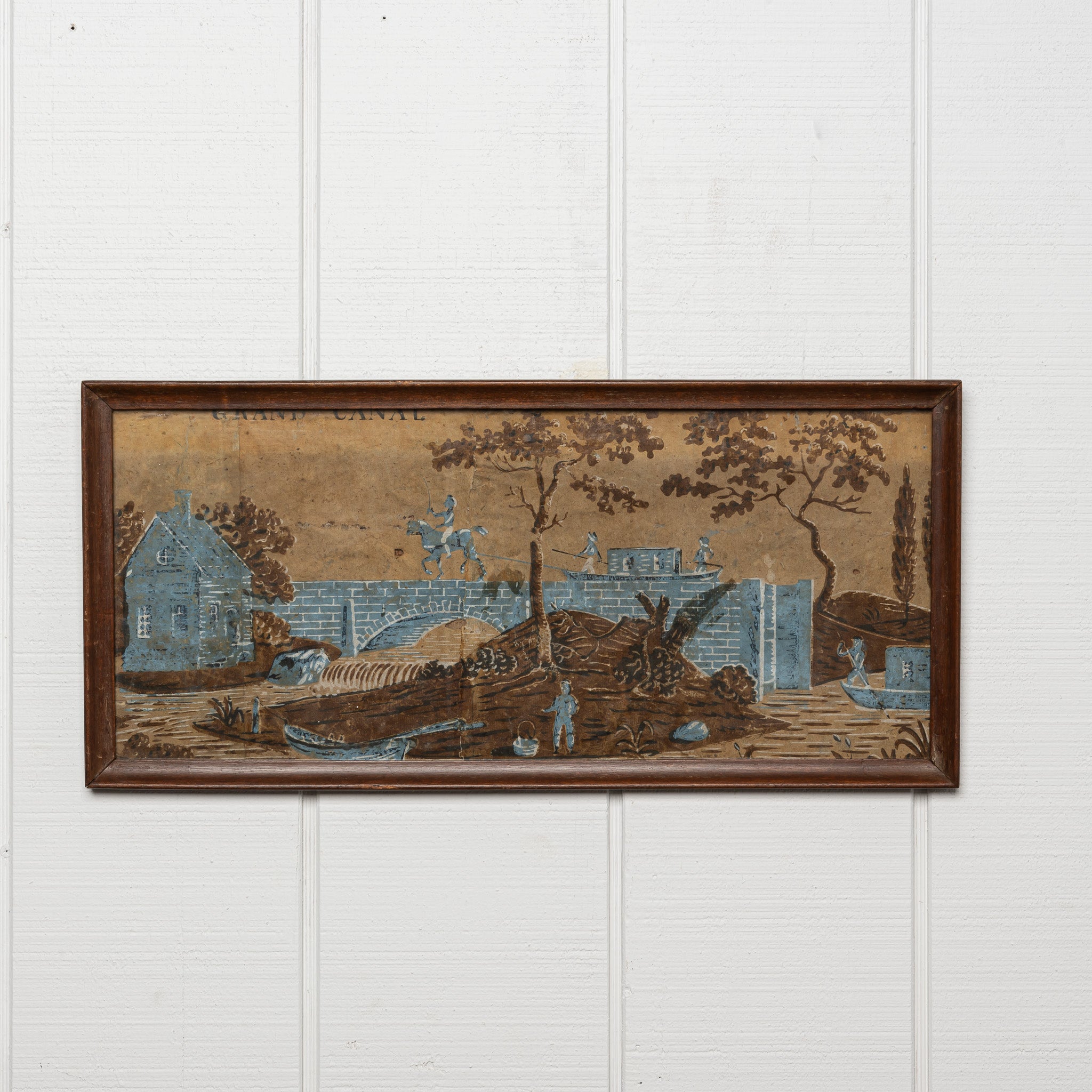 19TH-CENTURY AMERICAN “GRAND CANAL” WALLPAPER BANDBOX PANEL