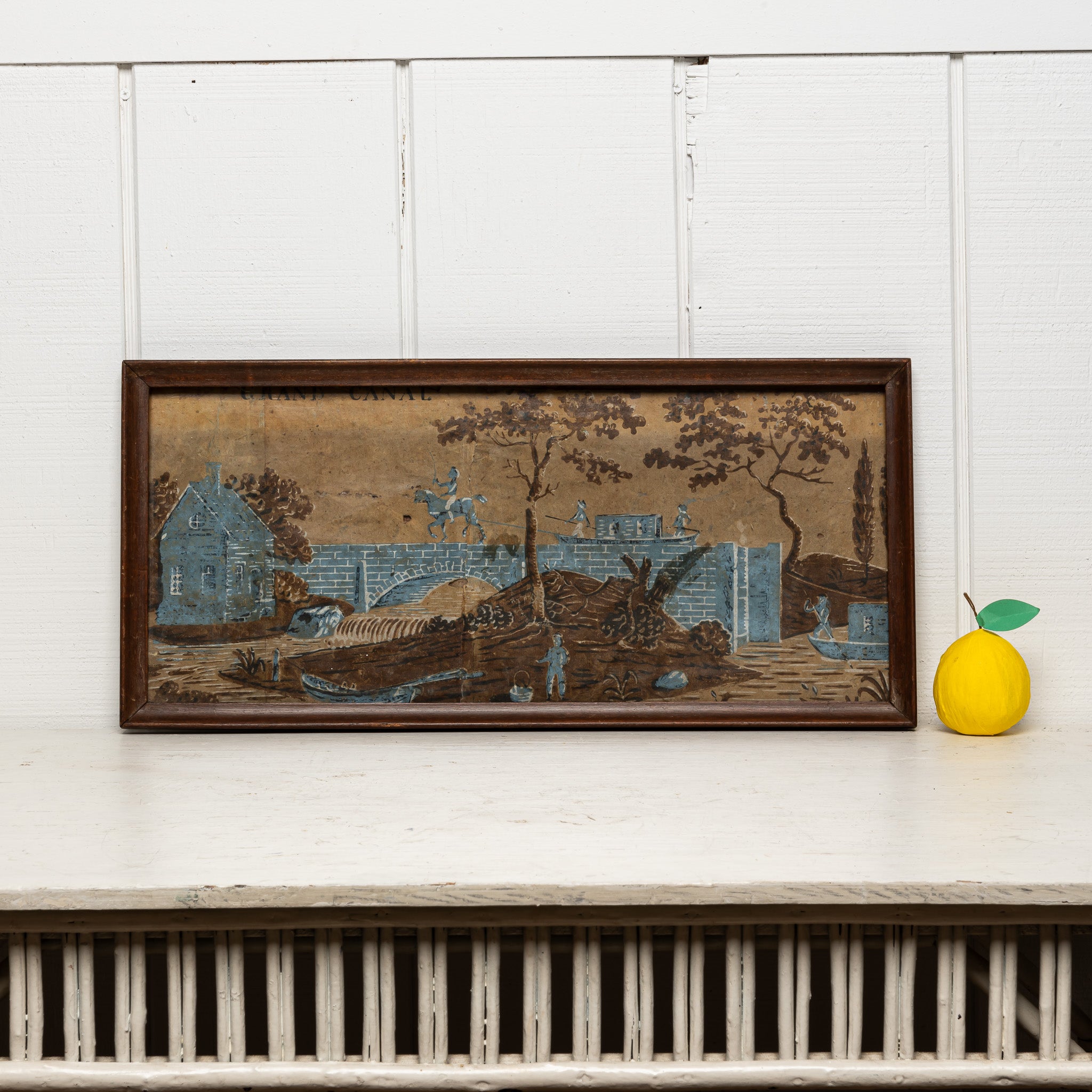 19TH-CENTURY AMERICAN “GRAND CANAL” WALLPAPER BANDBOX PANEL